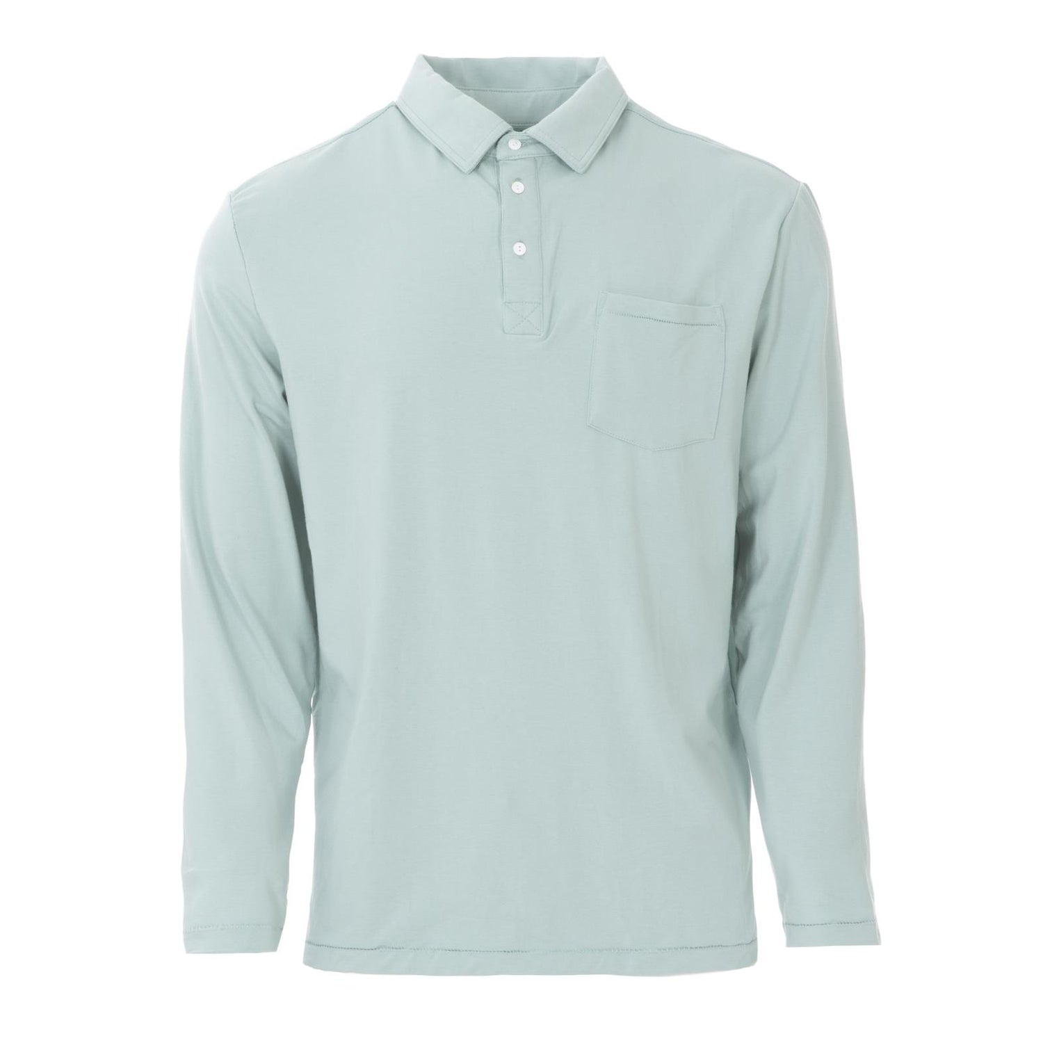 Men's Long Sleeve Luxe Jersey Polo in Jade (265876)