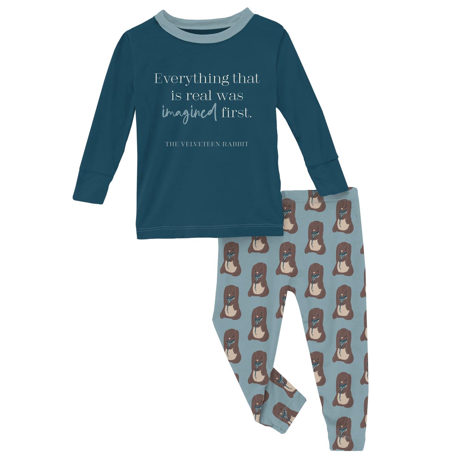 Long Sleeve Graphic Tee Pajama Set in Stormy Sea Velveteen Rabbit