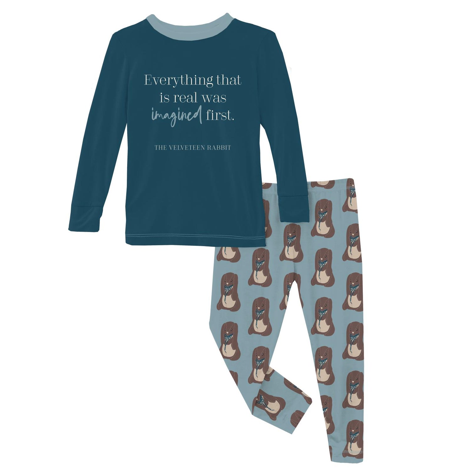 Long Sleeve Graphic Tee Pajama Set in Stormy Sea Velveteen Rabbit