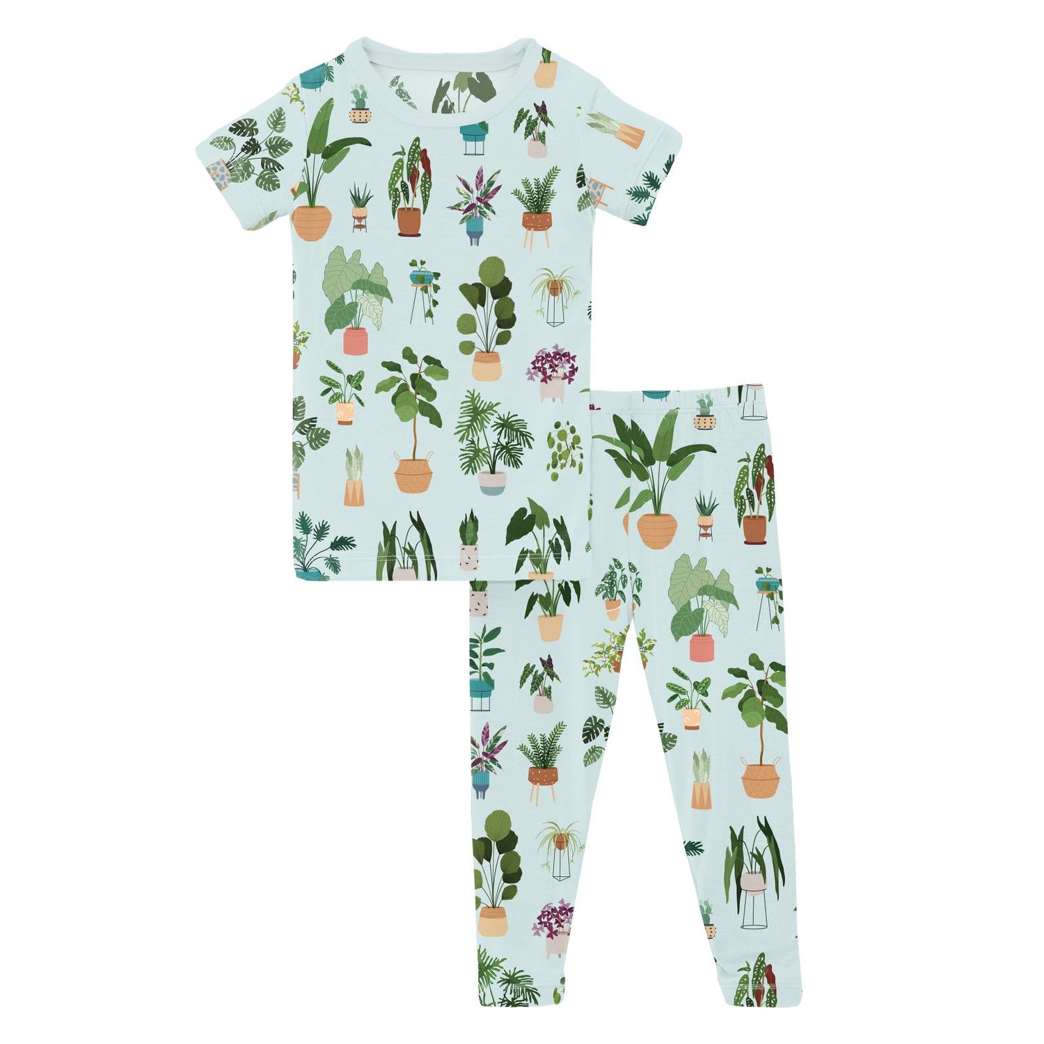 Print Short Sleeve Pajama Set in Fresh Air House Plants (359362)