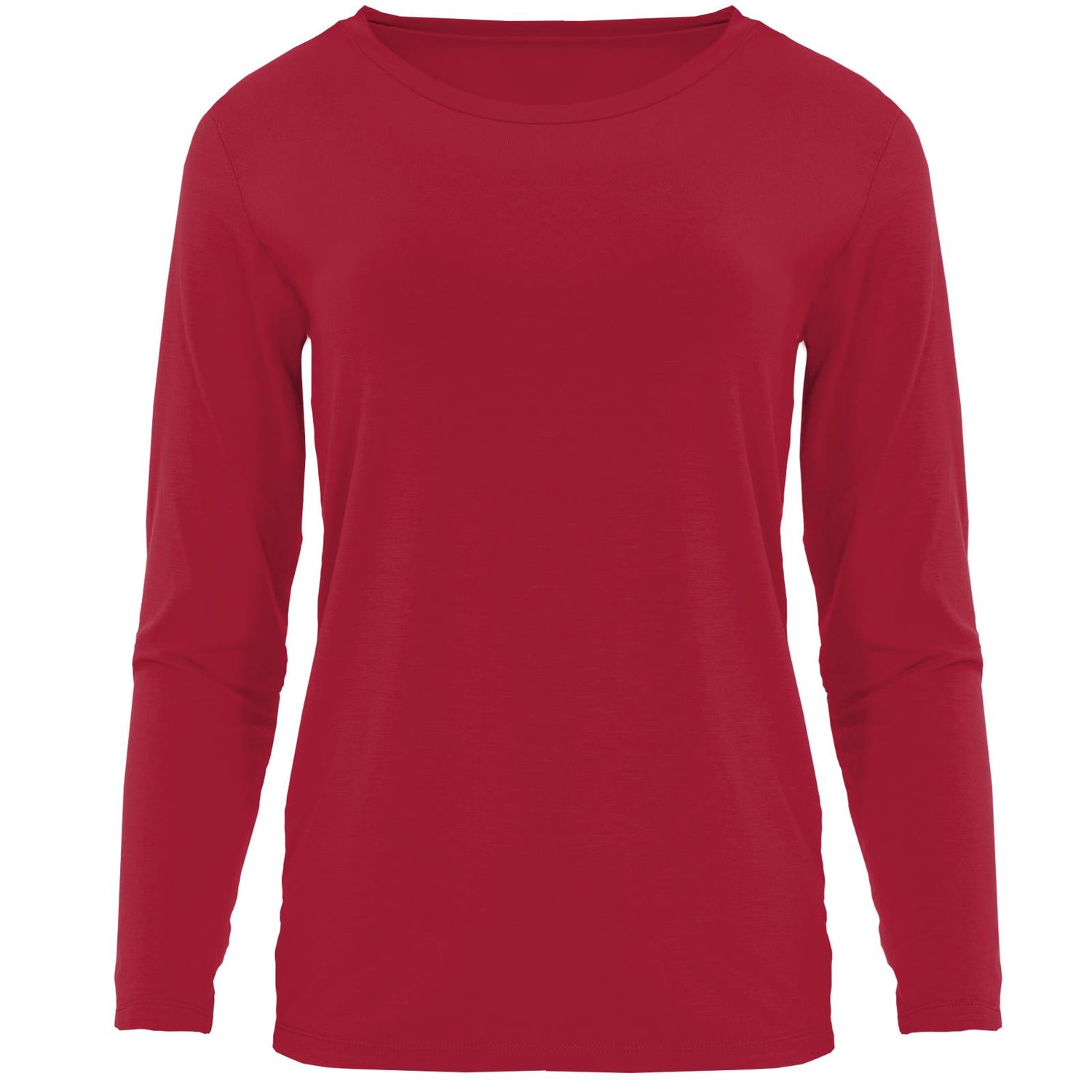 Women's Solid Long Sleeve Relaxed Tee in Crimson