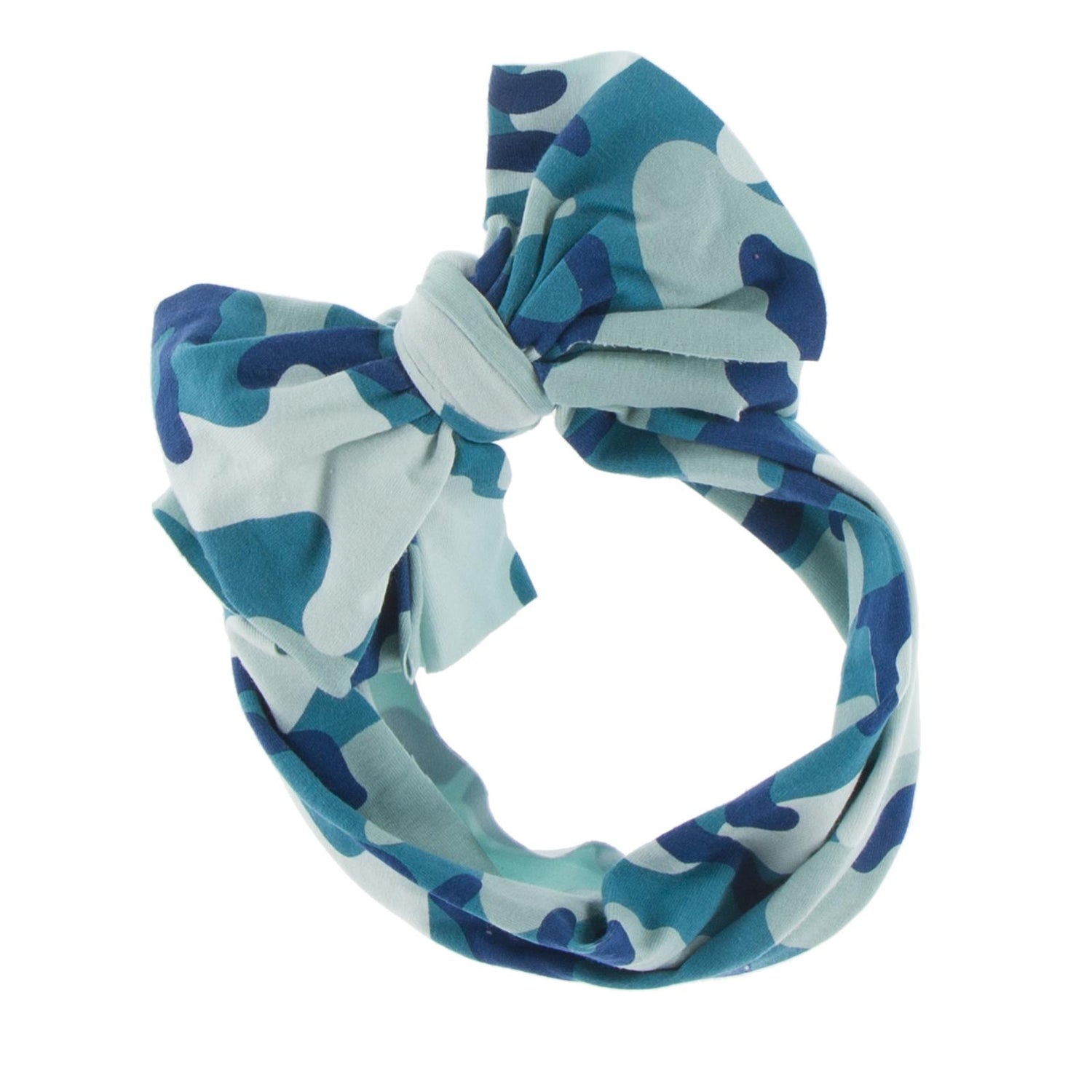 Print Luxe Head Wrap with Bow in Oasis Military (243030)