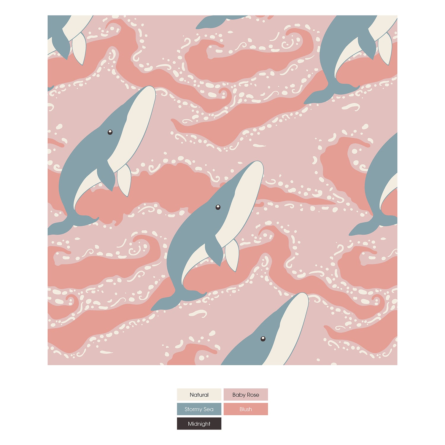 Print Convertible Sleeper with Zipper in Baby Rose Splashing Whales