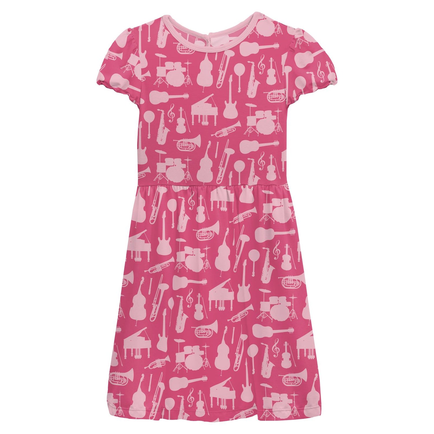 Print Flutter Sleeve Twirl Dress with Pockets in Flamingo Jazz Band