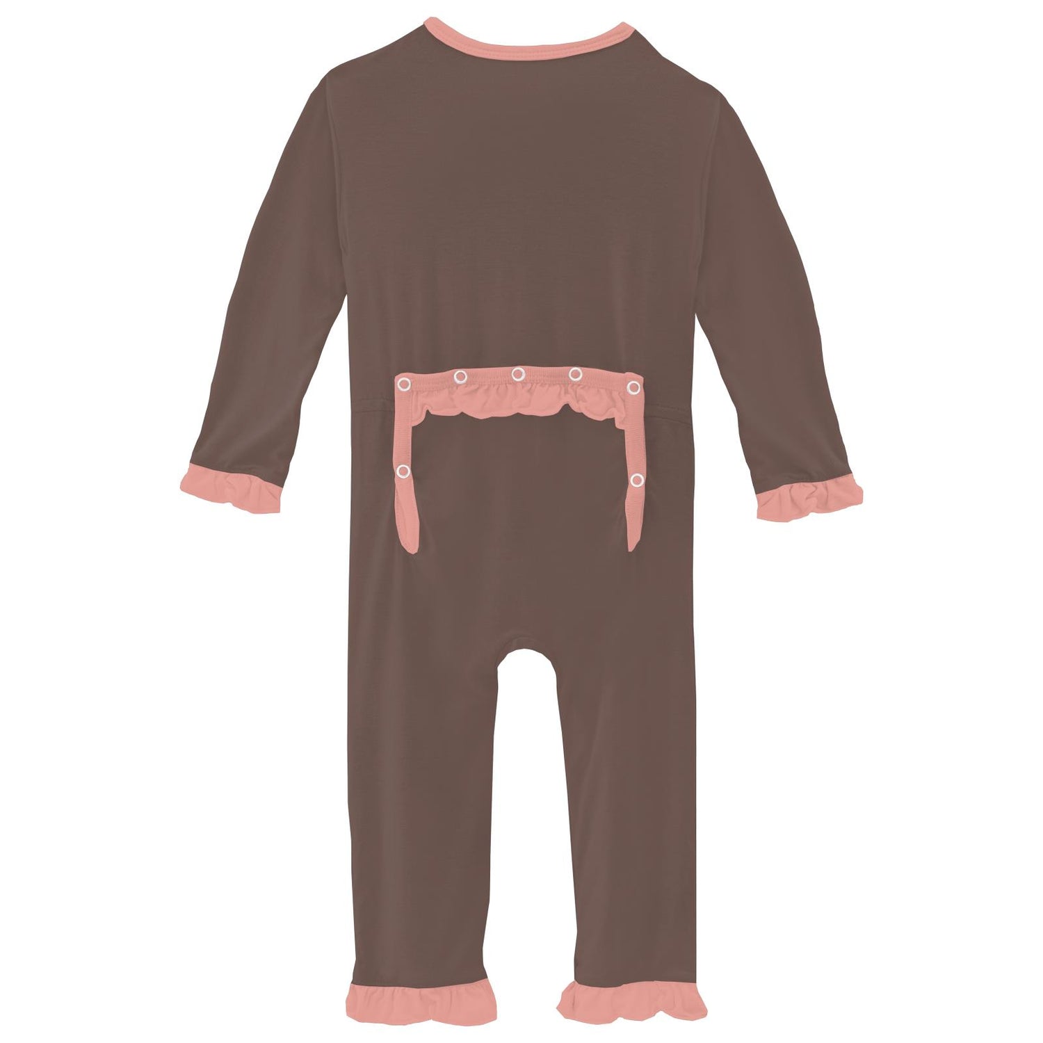 Classic Ruffle Coverall with 2 Way Zipper in Coffee with Blush