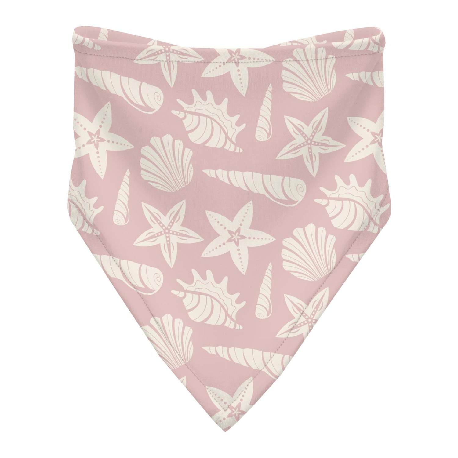 Print Bandana Bib in Baby Rose Shells & Starfish