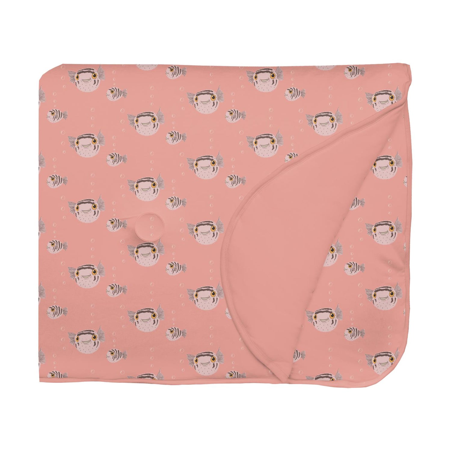 Print Fluffle Toddler Blanket with Embroidery in Blush Puffer Family