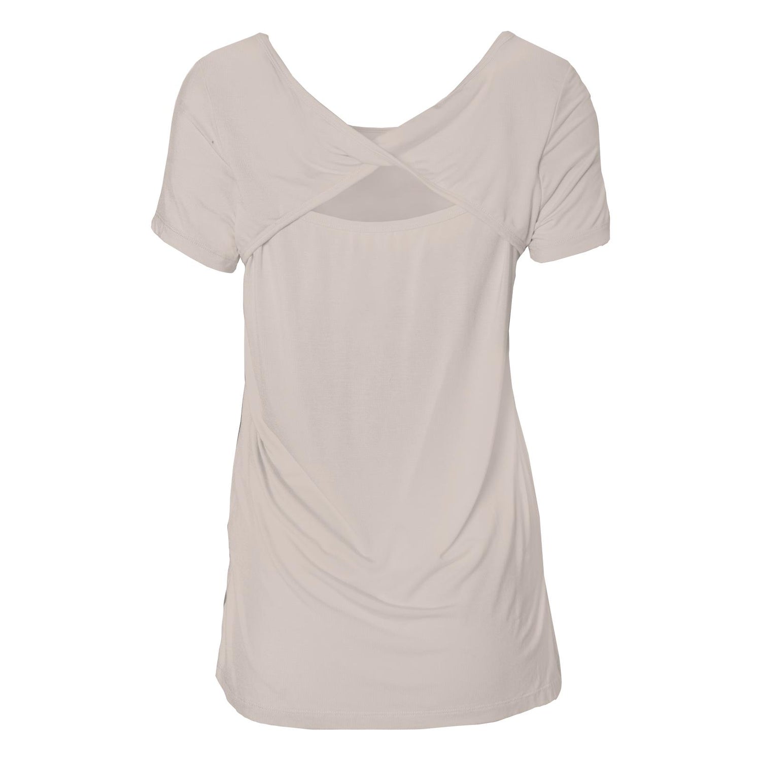 Women's Short Sleeve Twist-Back Tee in Latte (322126)