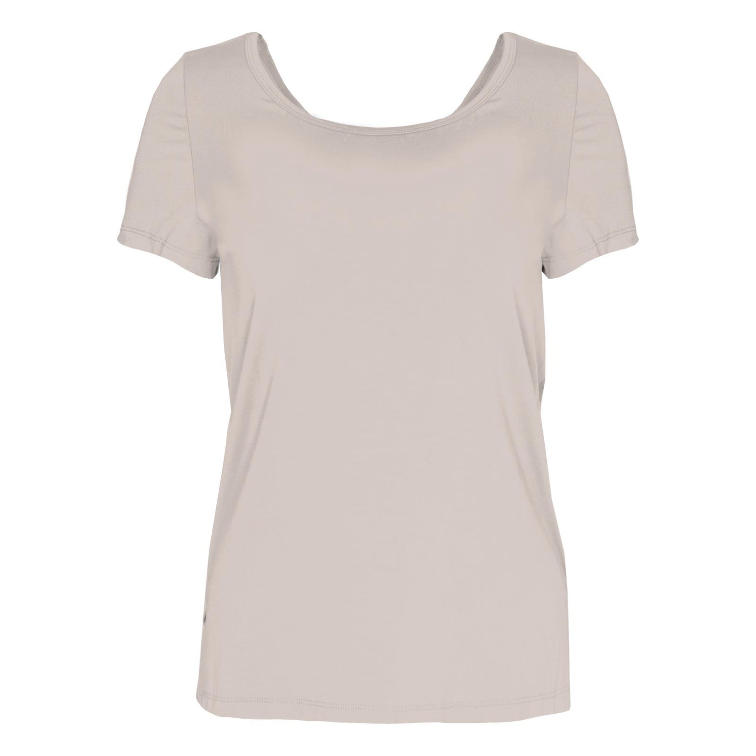 Women's Short Sleeve Twist-Back Tee in Latte (322471)