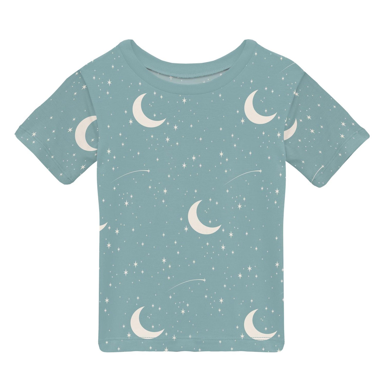 Print Short Sleeve Crew Neck Tee in Jade Starry Sky & Moon (322554)