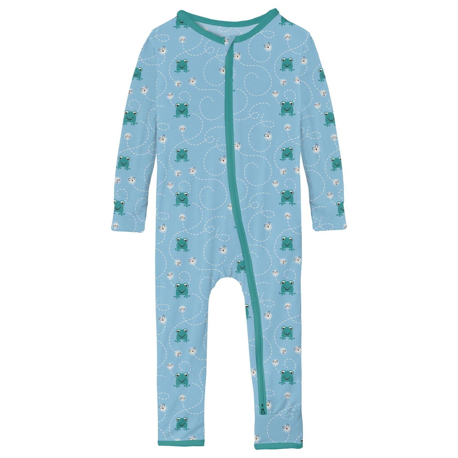 Print Coverall with 2 Way Zipper in Seaside Blue Frogs & Flies (319174)