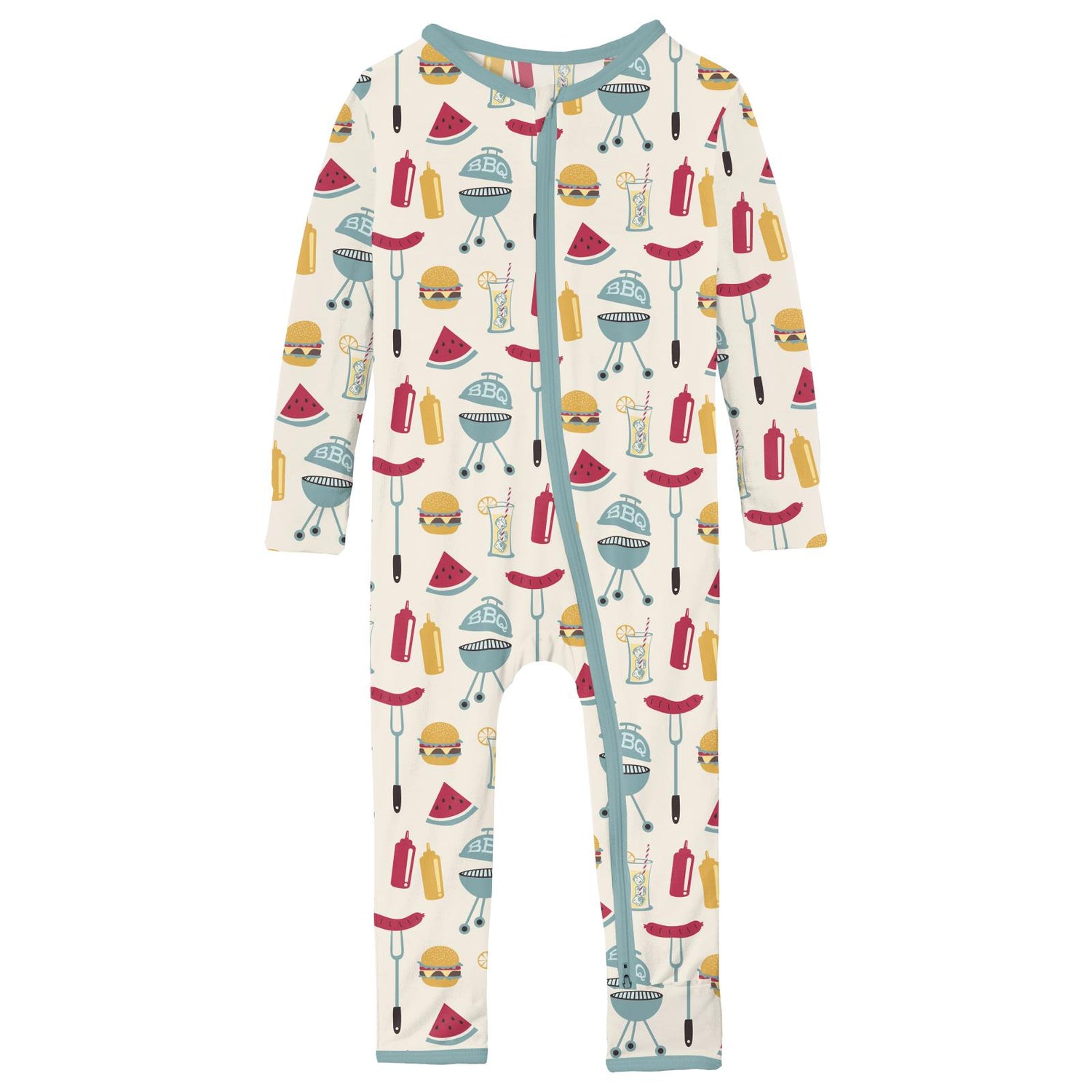 Print Coverall with 2 Way Zipper in Natural BBQ (319298)