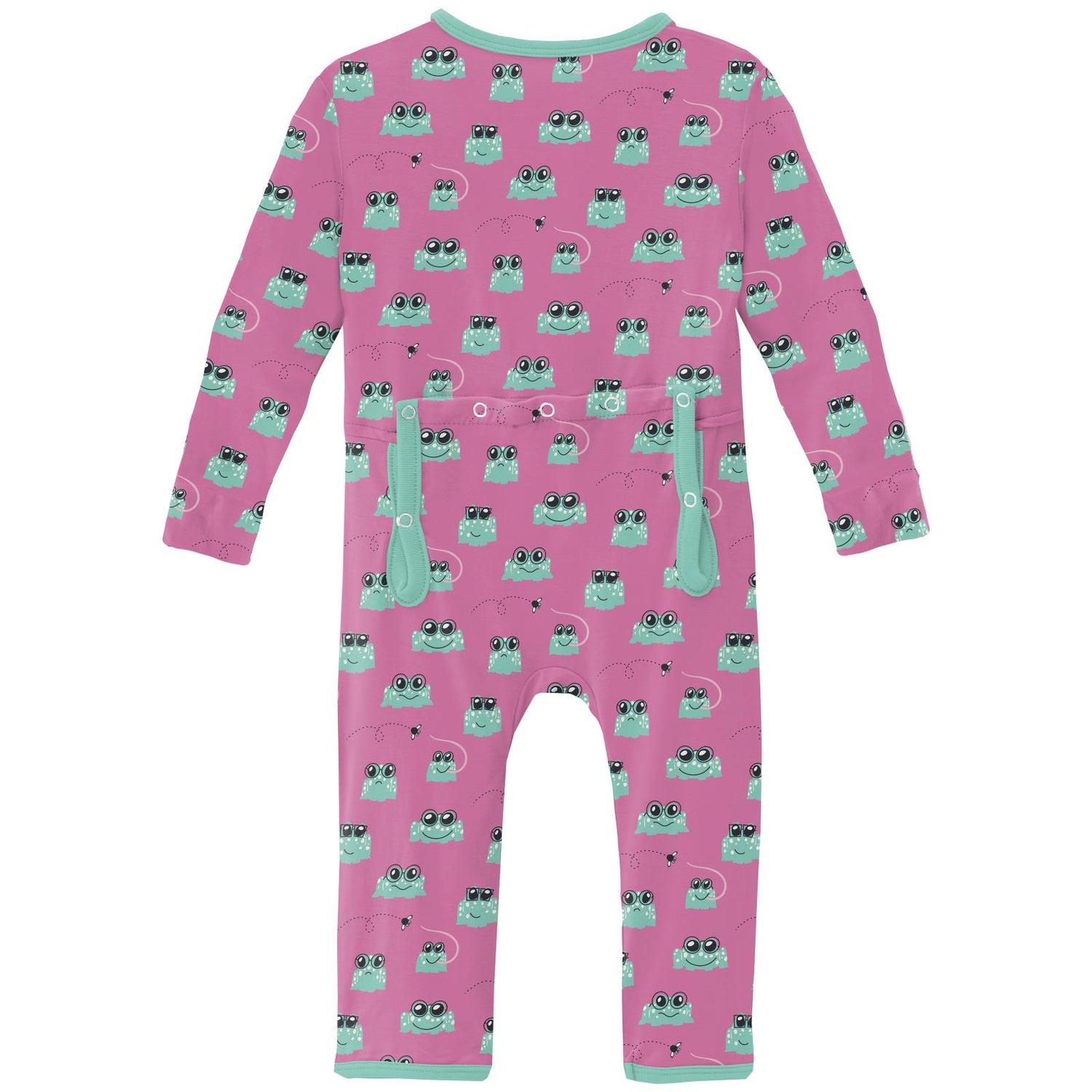 Print Coverall with 2 Way Zipper in Tulip Bespeckled Frogs