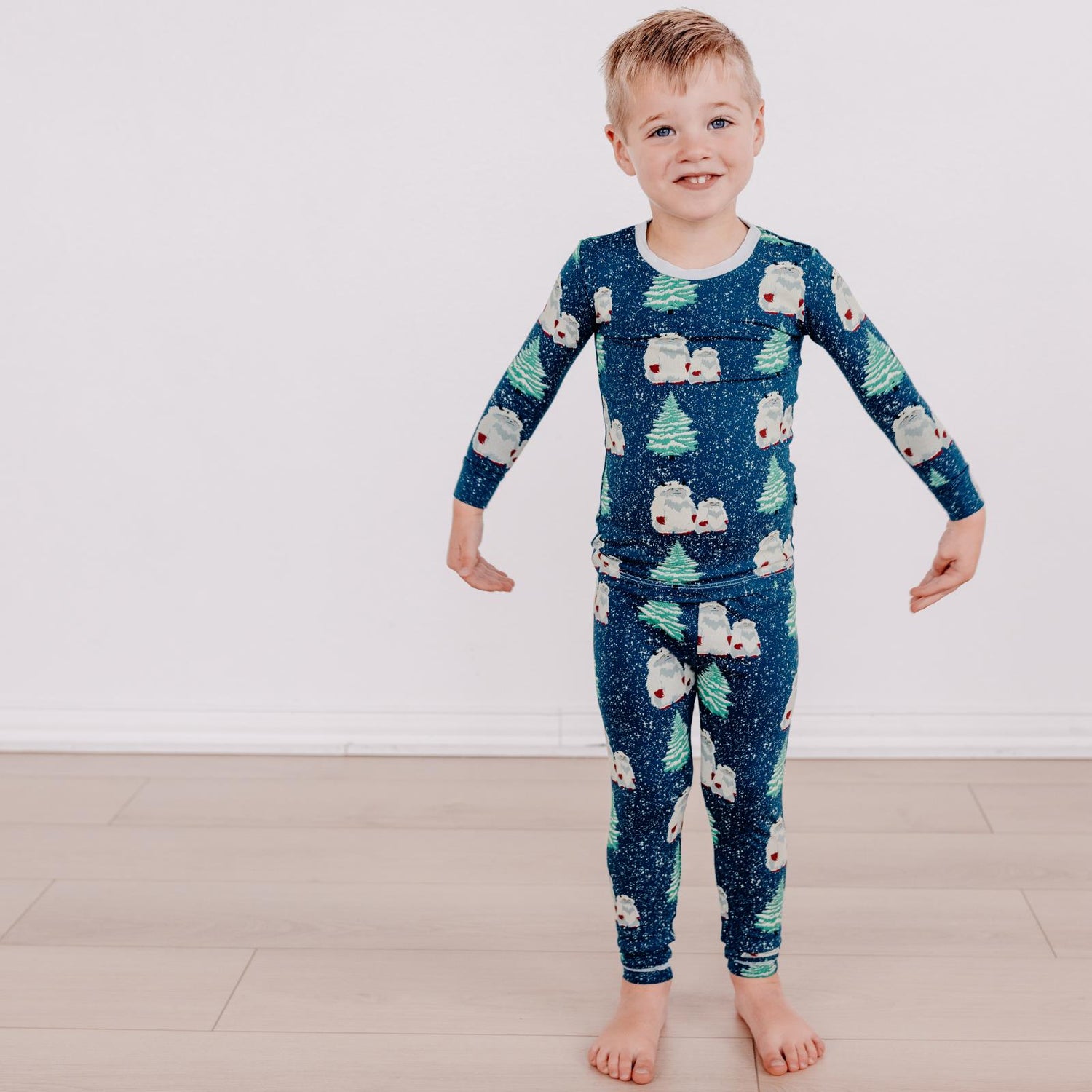 Print Long Sleeve Pajama Set in Peacock Yeti (298819)