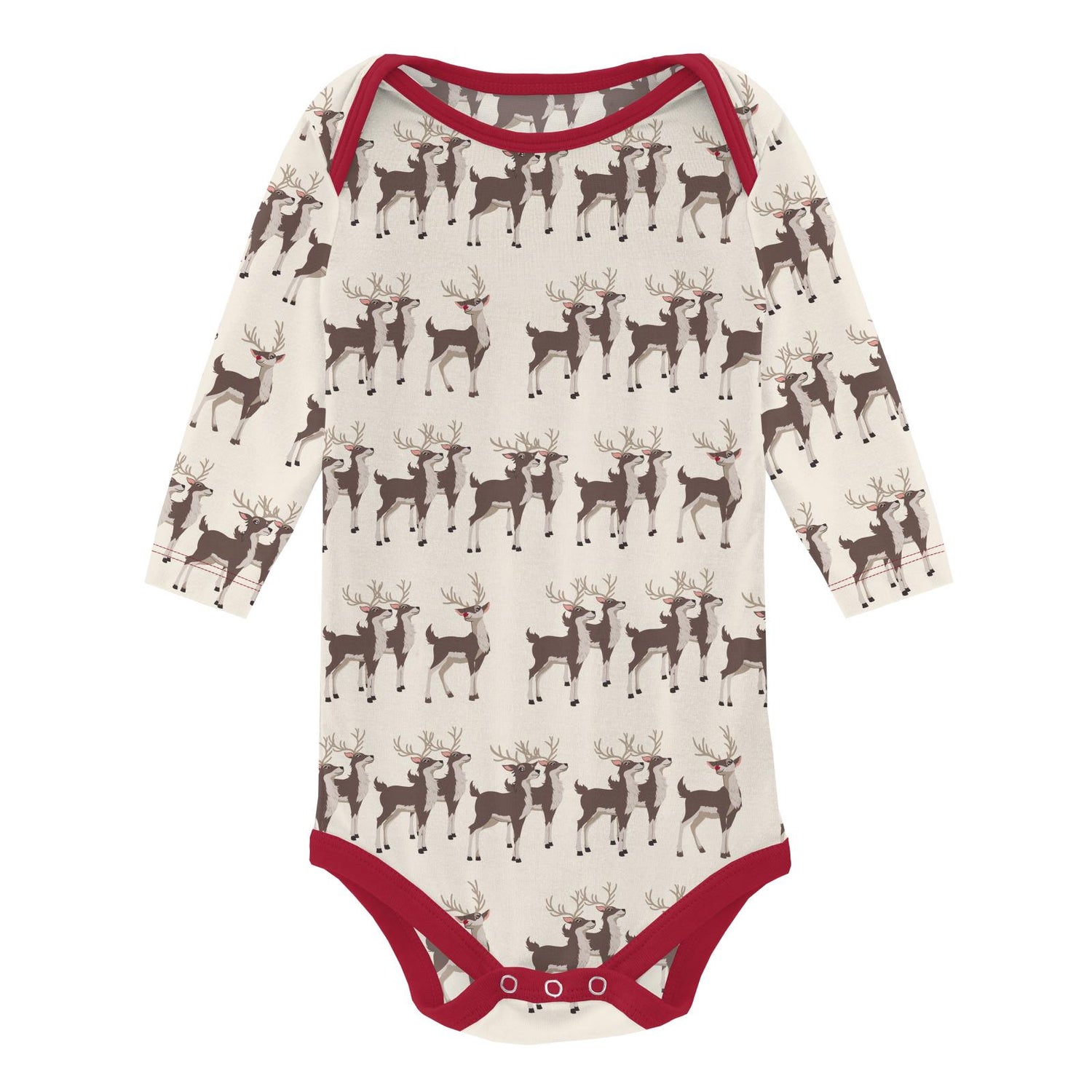 Print Long Sleeve One Piece in Natural Rudolph