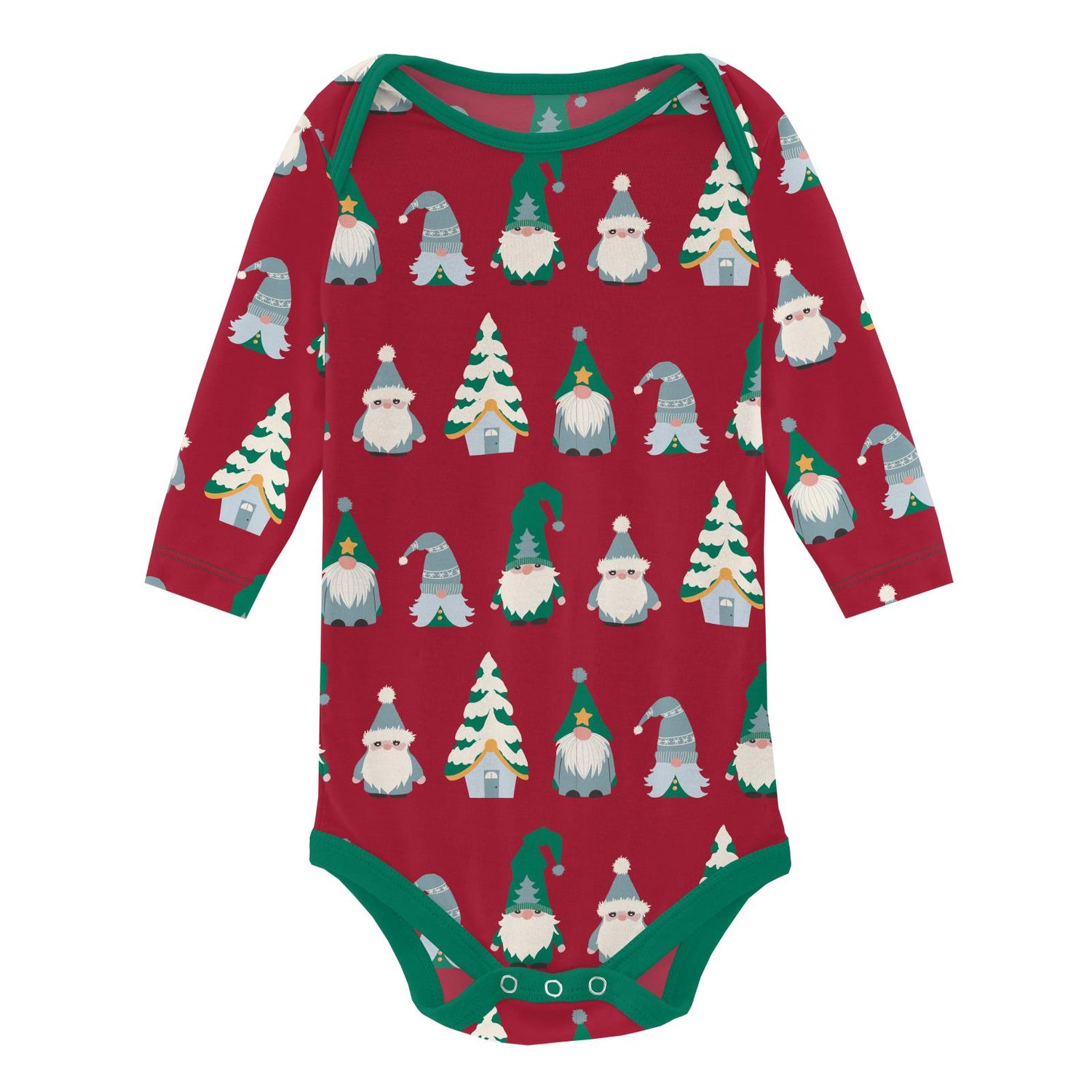 Print Long Sleeve One Piece in Crimson Gnomes