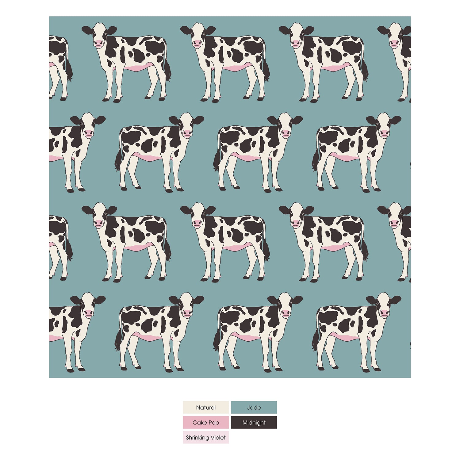 Print Footie with 2 Way Zipper in Jade Cows (315583)