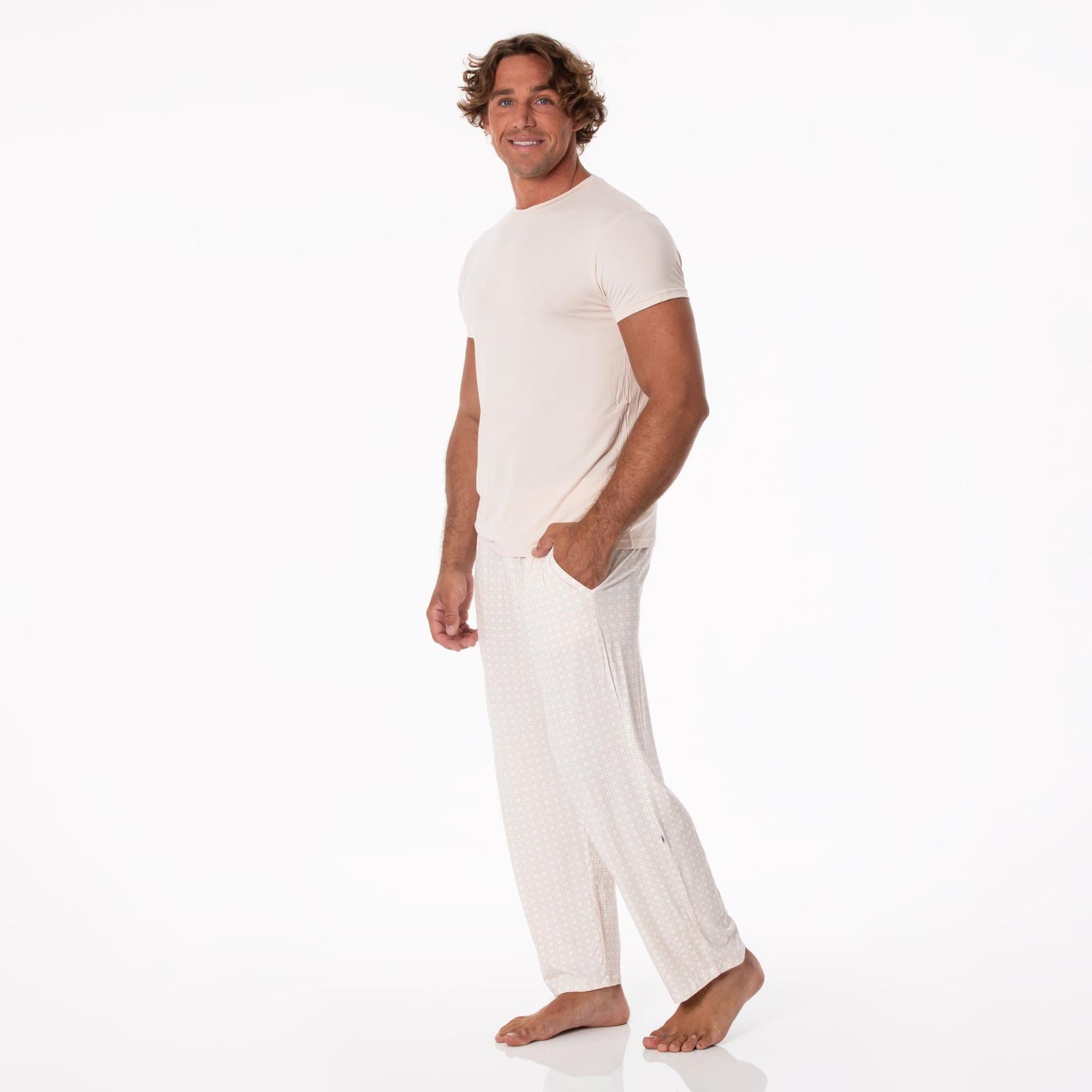 Men's Print Pajama Pants in Latte Wicker