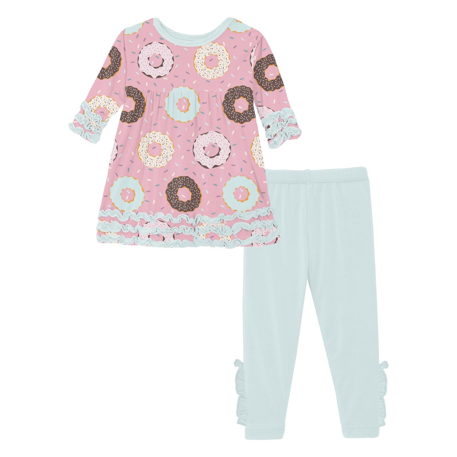 Print 3/4 Sleeve Babydoll Outfit Set in Cake Pop Donuts and Sprinkles (317729)