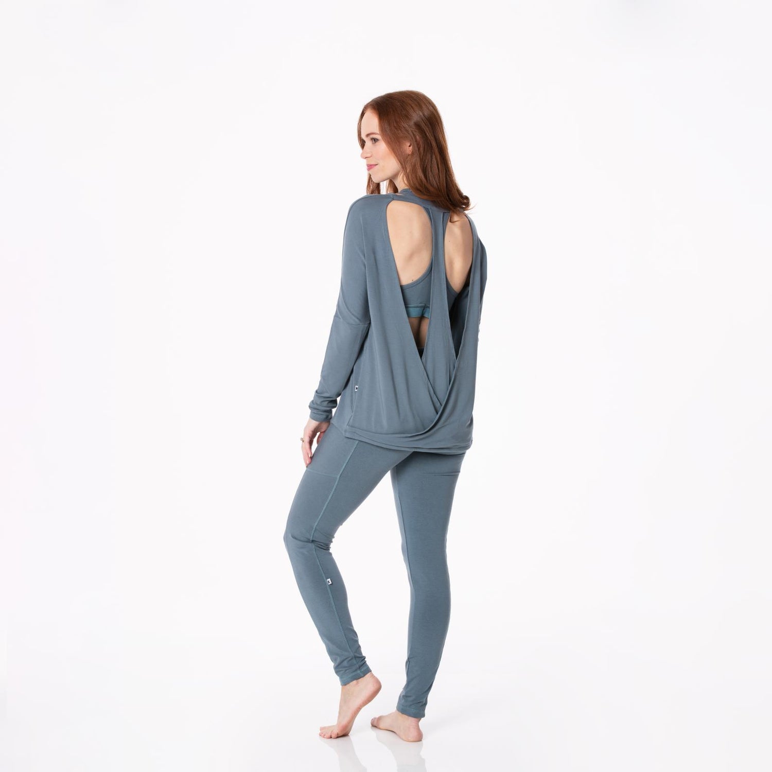 Women's Solid Open Back Top in Slate