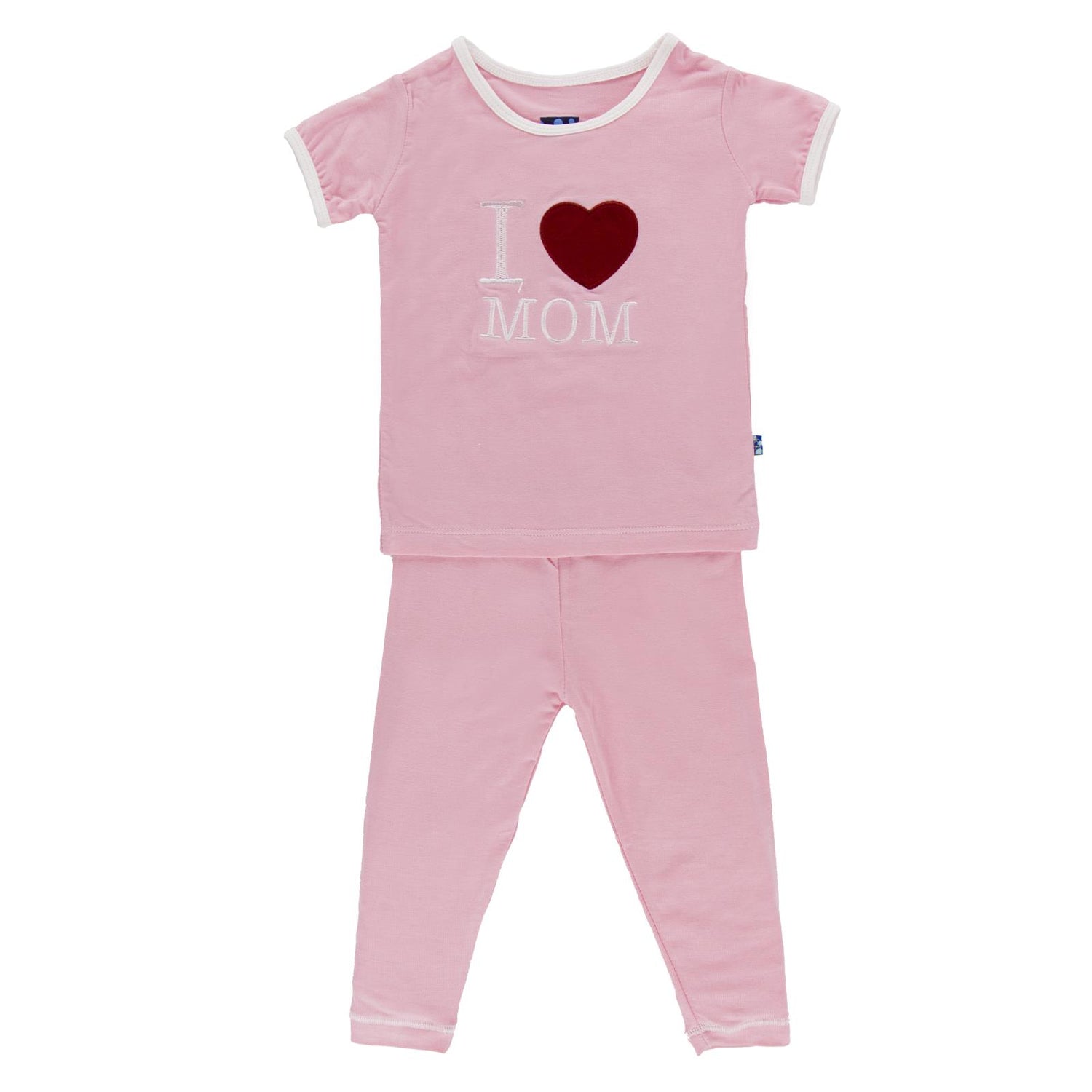 Holiday Short Sleeve Applique Pajama Set in Lotus I Love Mom (359579)