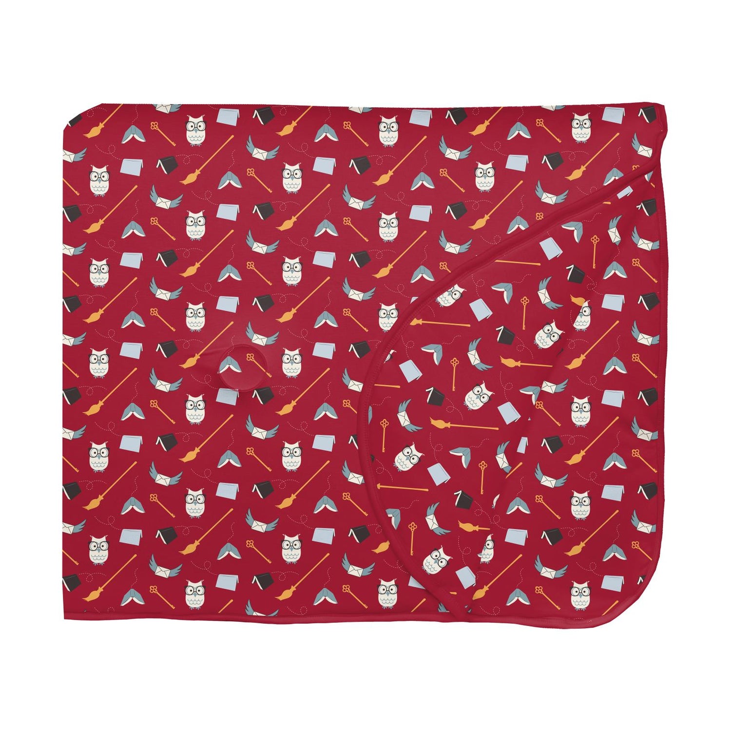 Print Fluffle Throw Blanket with Embroidery in Crimson Magical World