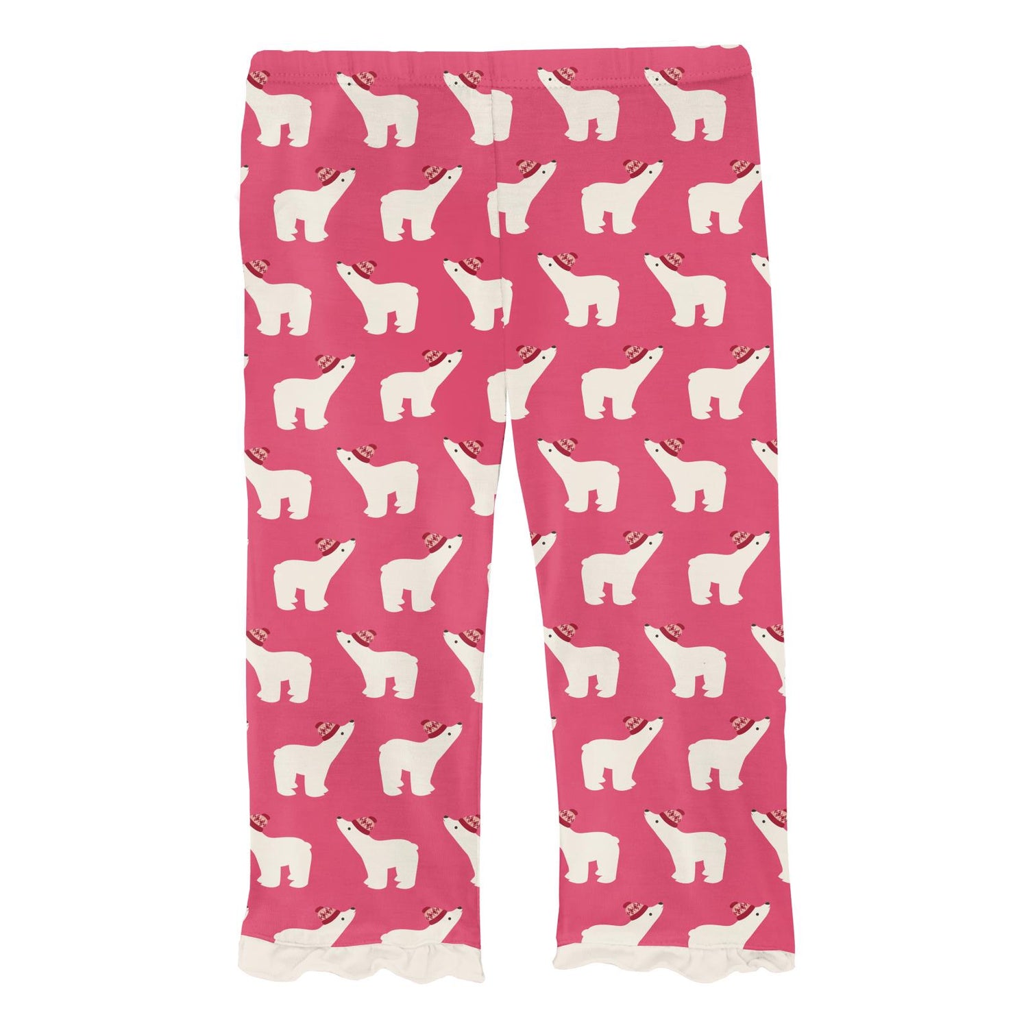 Print Ruffle Pants in Winter Rose Polar Bears