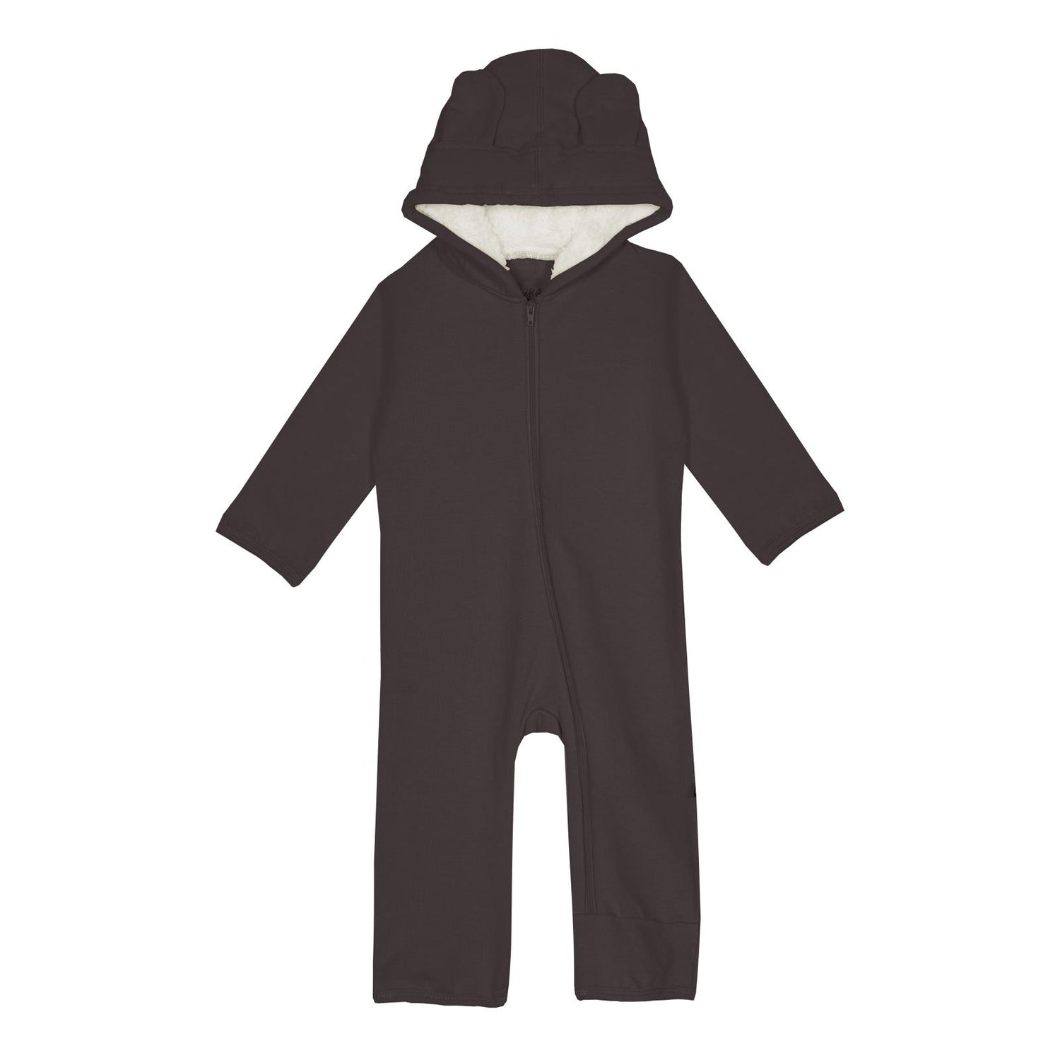 Fleece Zip-up Coverall with Sherpa-lined Hood & Ears in Midnight