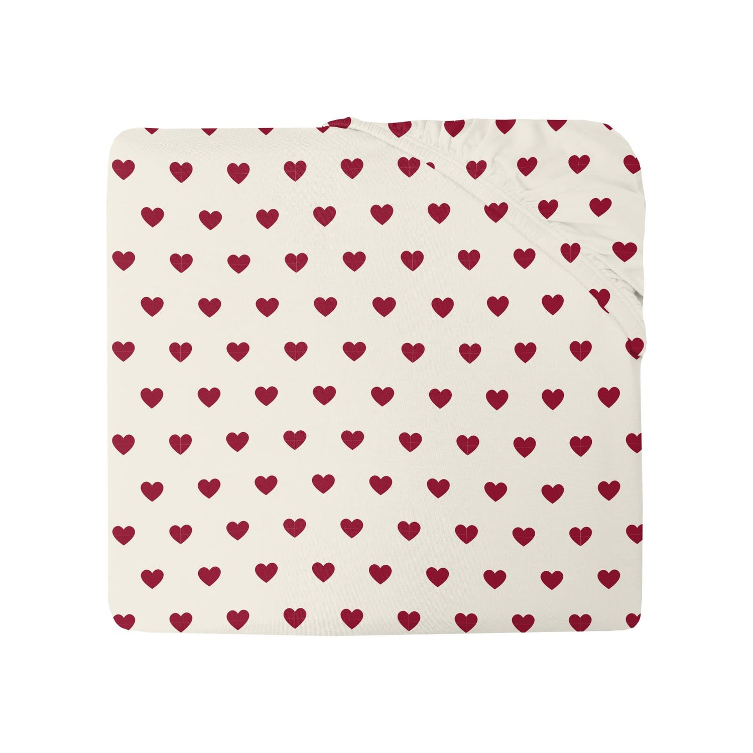 Print Grow-with-Me Twin to Full Fitted Sheet in Natural Hearts