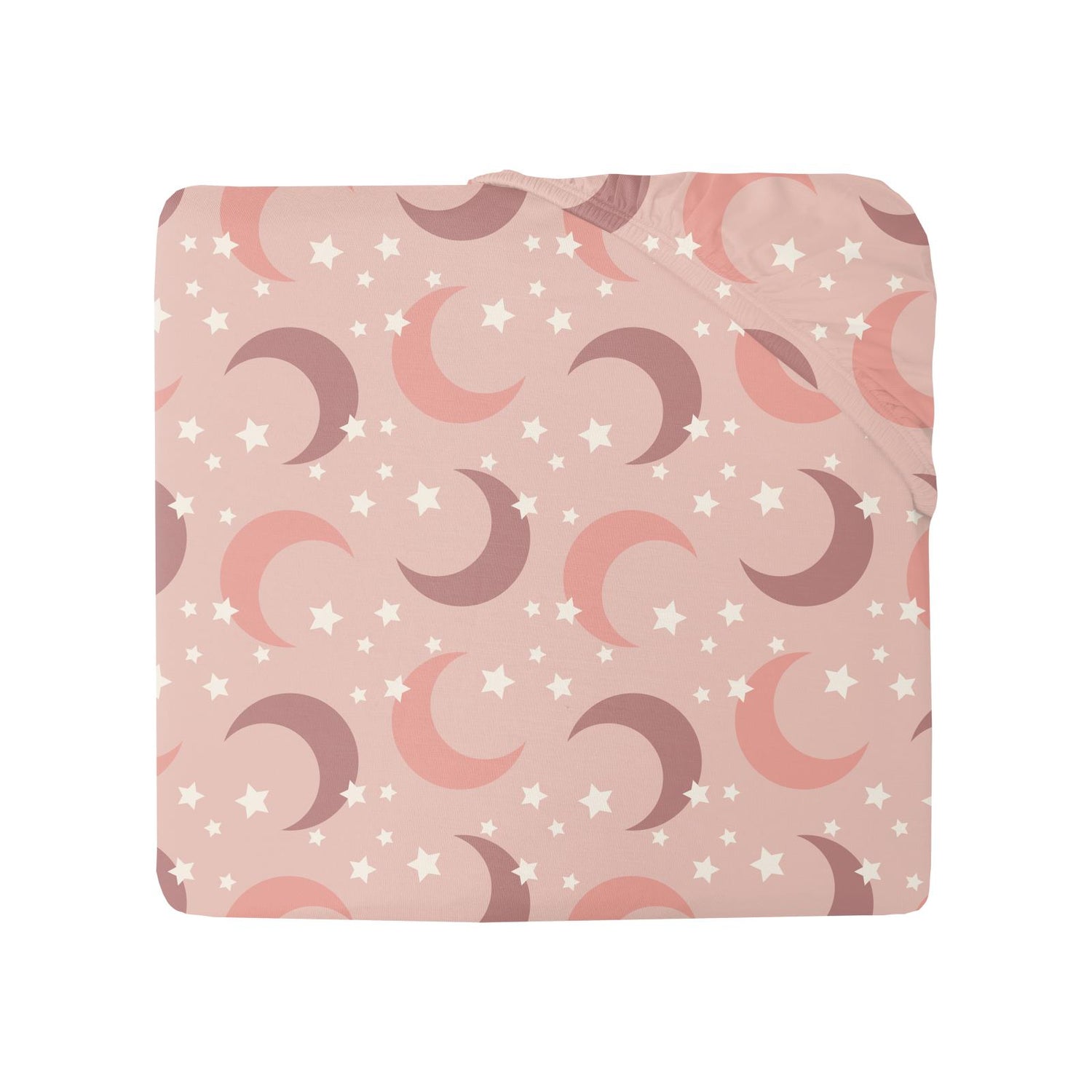 Print Grow-with-Me Twin to Full Fitted Sheet in Peach Blossom Moon and Stars