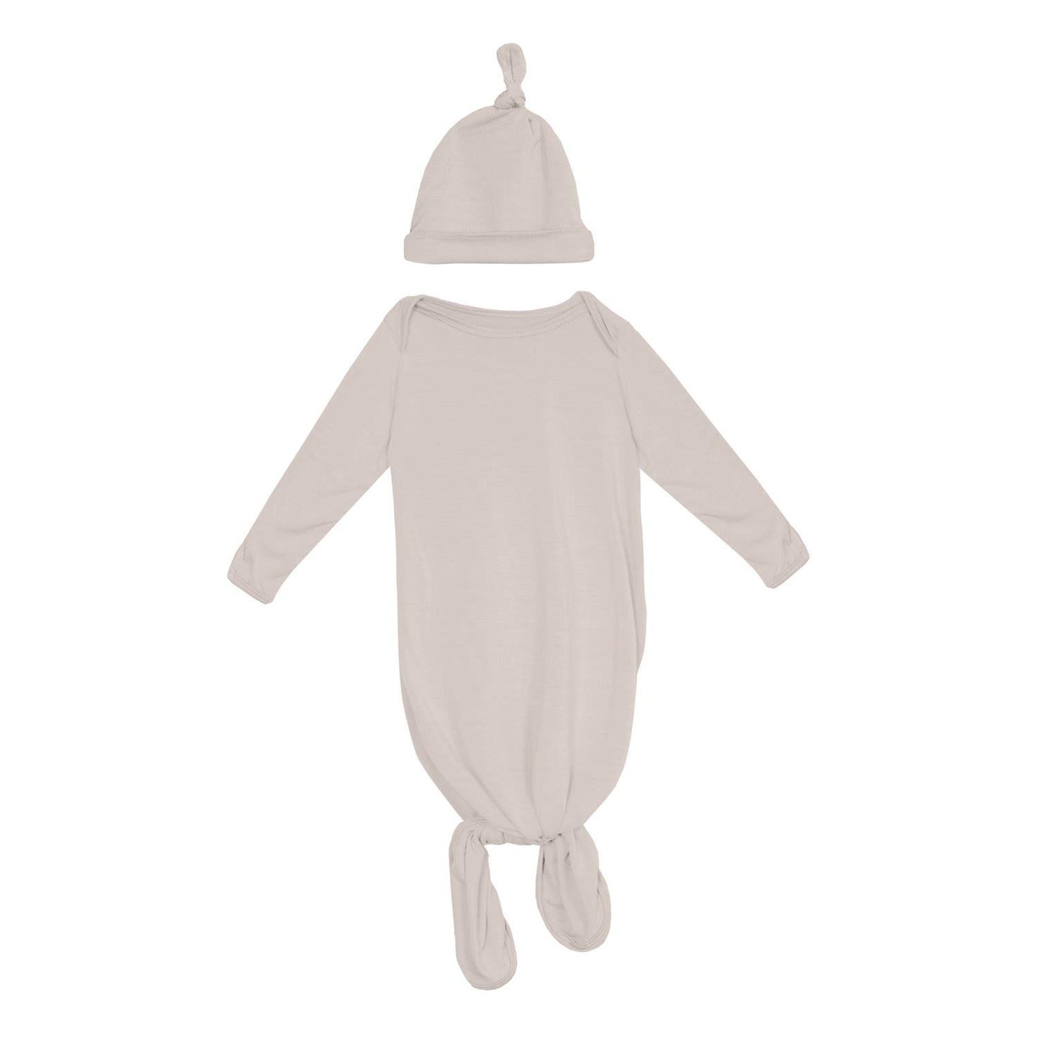 Knotted Layette Gown & Hat Set in Latte