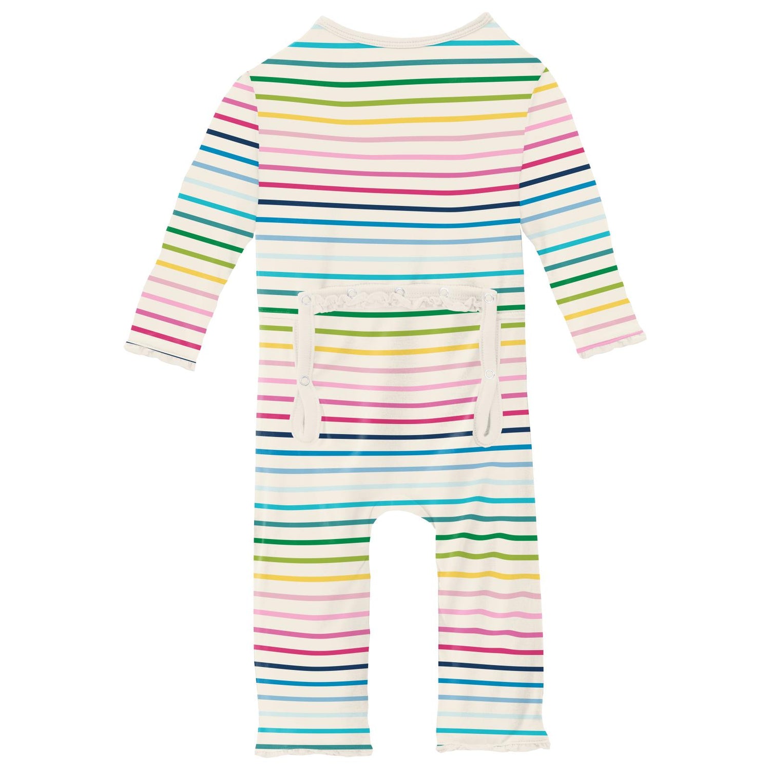 Print Muffin Ruffle Coverall with Snaps in Happy Stripe (337079)