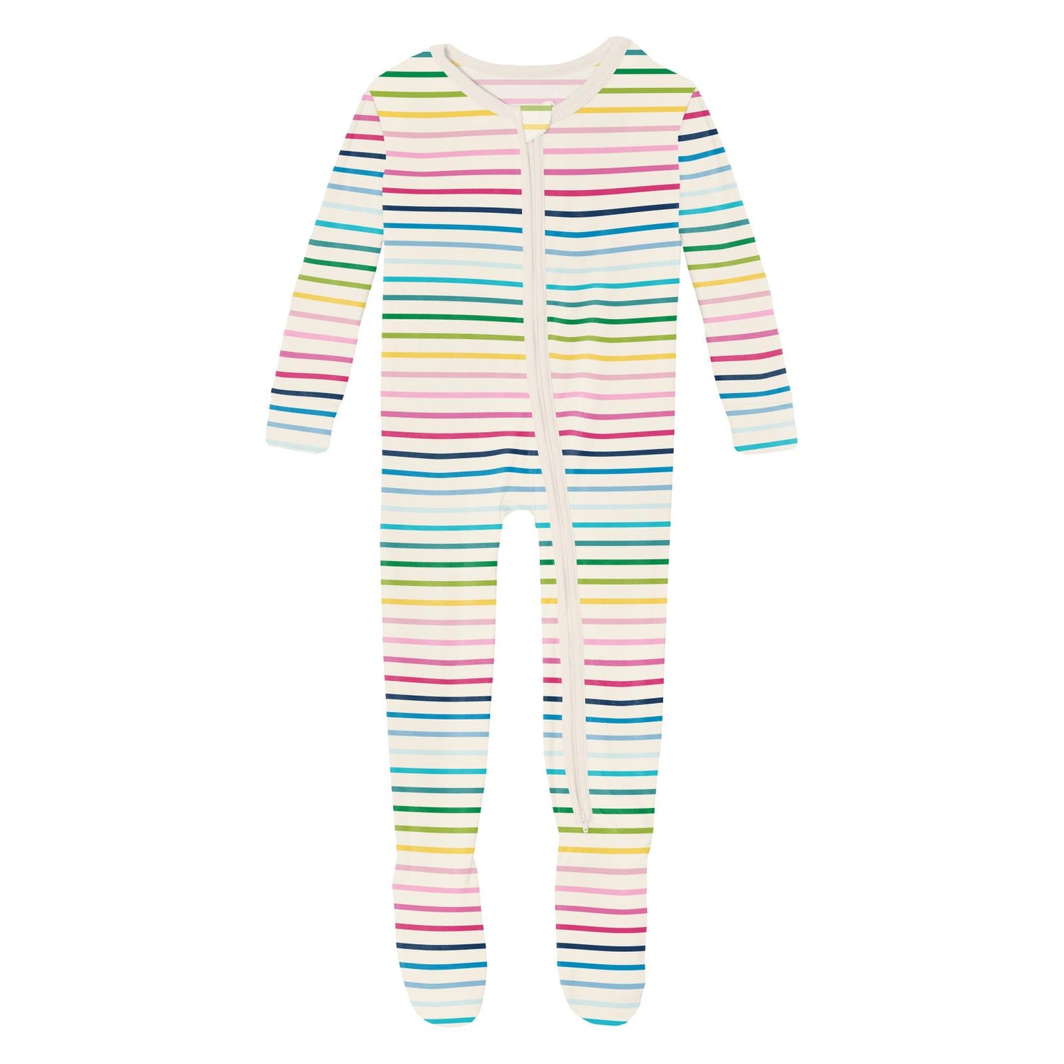 Print Footie with 2 Way Zipper in Happy Stripe (337424)