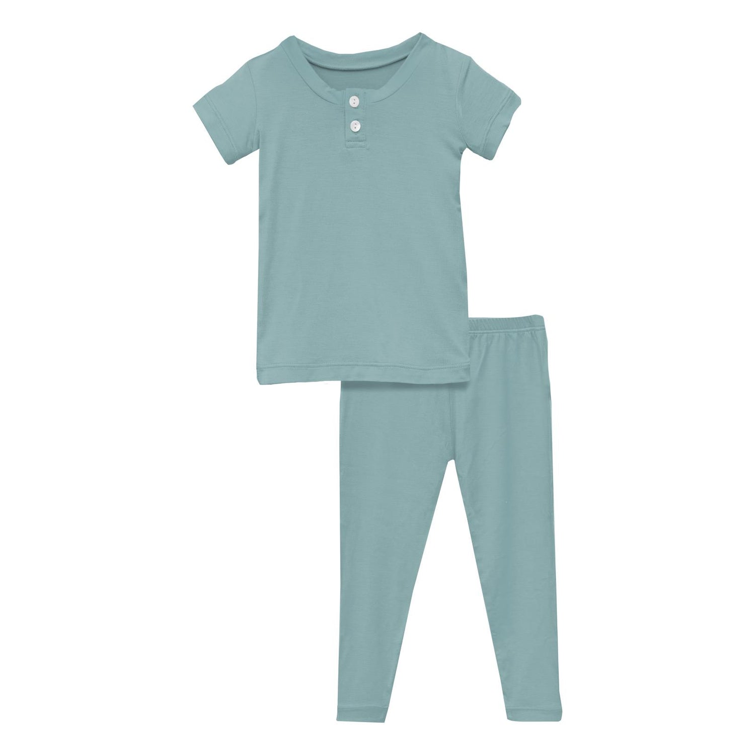 Short Sleeve Henley Pajama Set in Jade