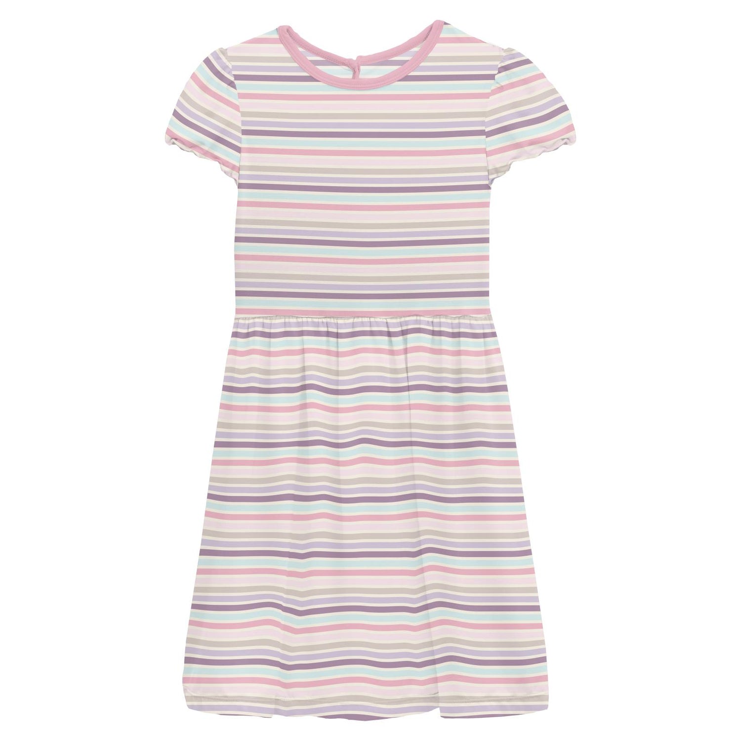 Print Flutter Sleeve Twirl Dress with Pockets in Ice Cream Stripe (337901)
