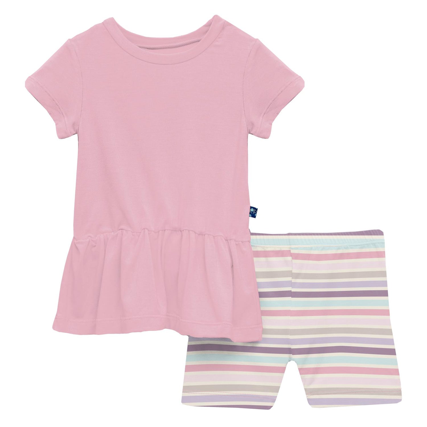 Print Short Sleeve Playtime Outfit Set in Ice Cream Stripe (338218)