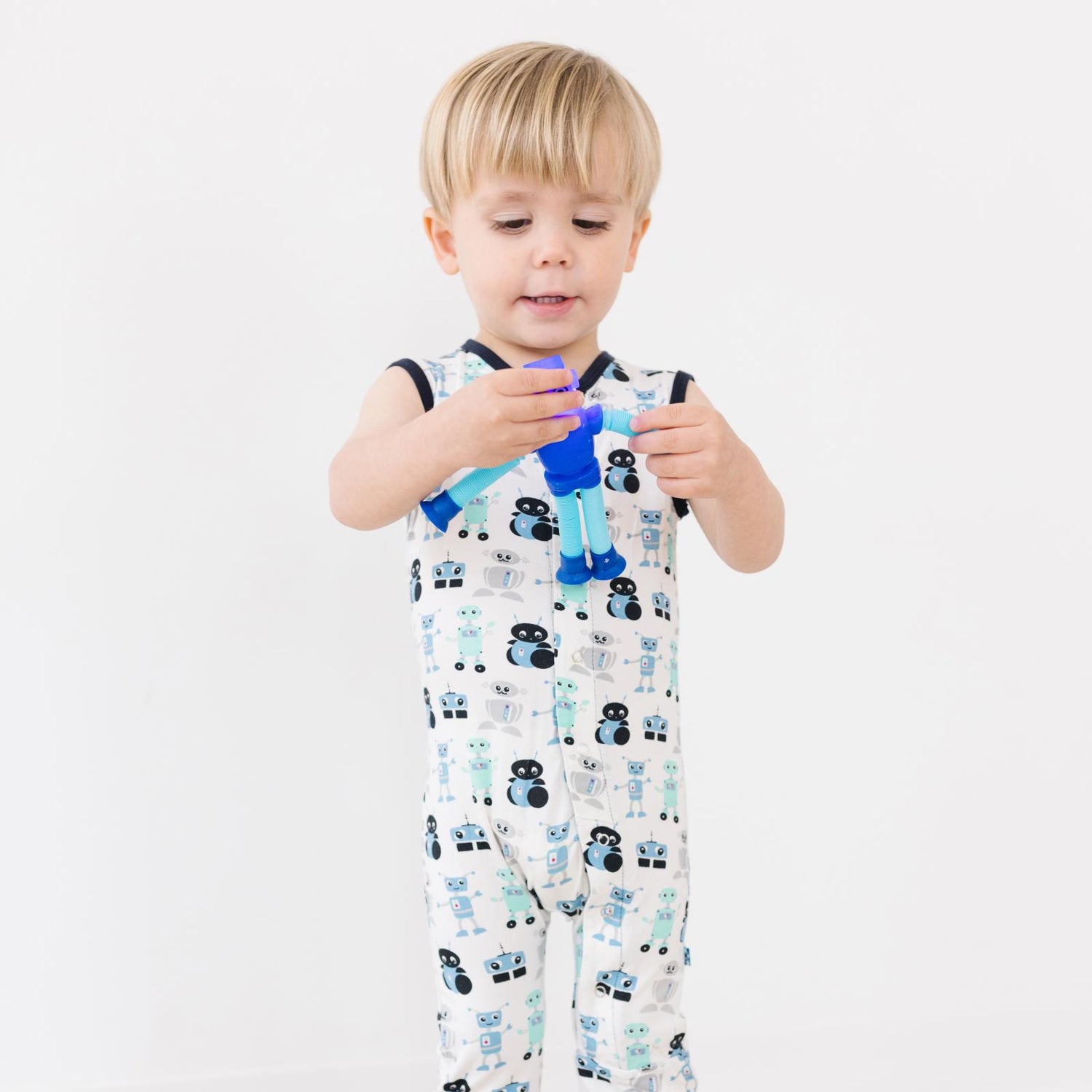 Print Tank Romper in Natural Robots