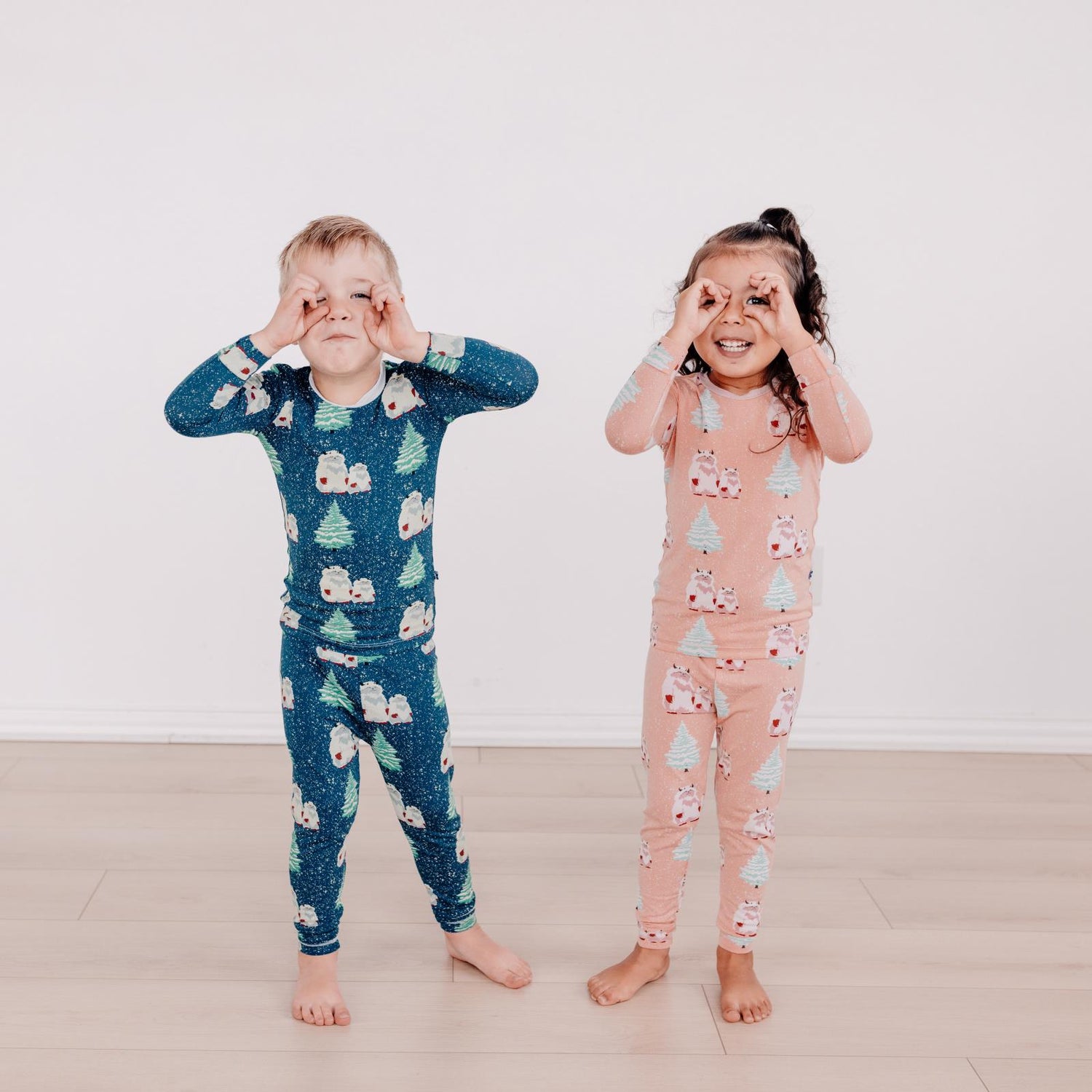 Print Long Sleeve Pajama Set in Peacock Yeti (341092)