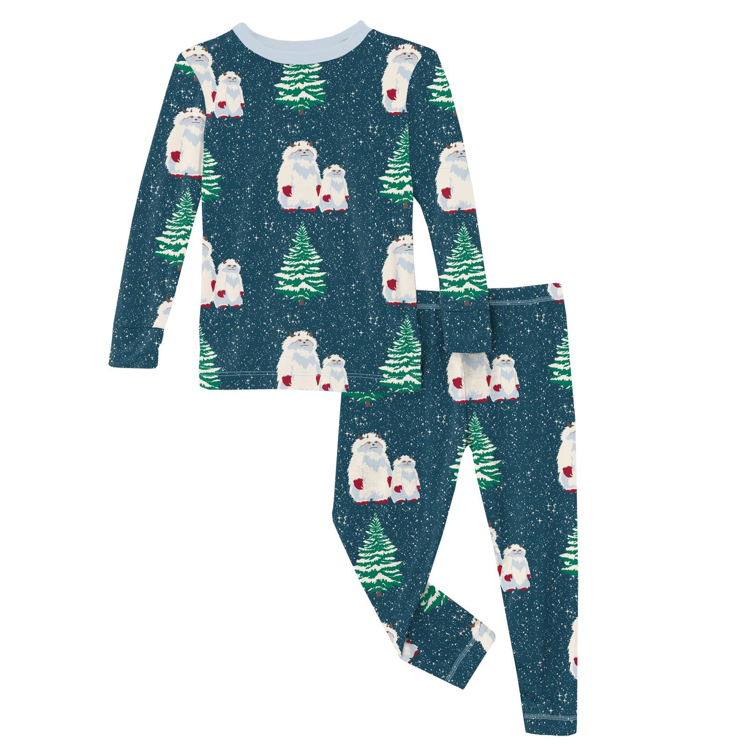 Print Long Sleeve Pajama Set in Peacock Yeti (341146)