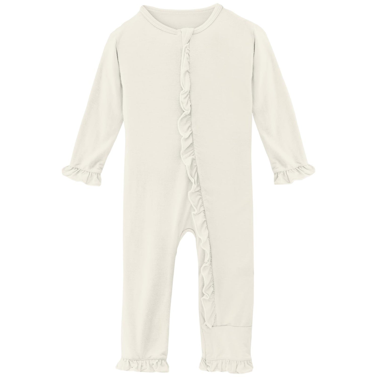 Classic Ruffle Coverall with 2 Way Zipper in Natural