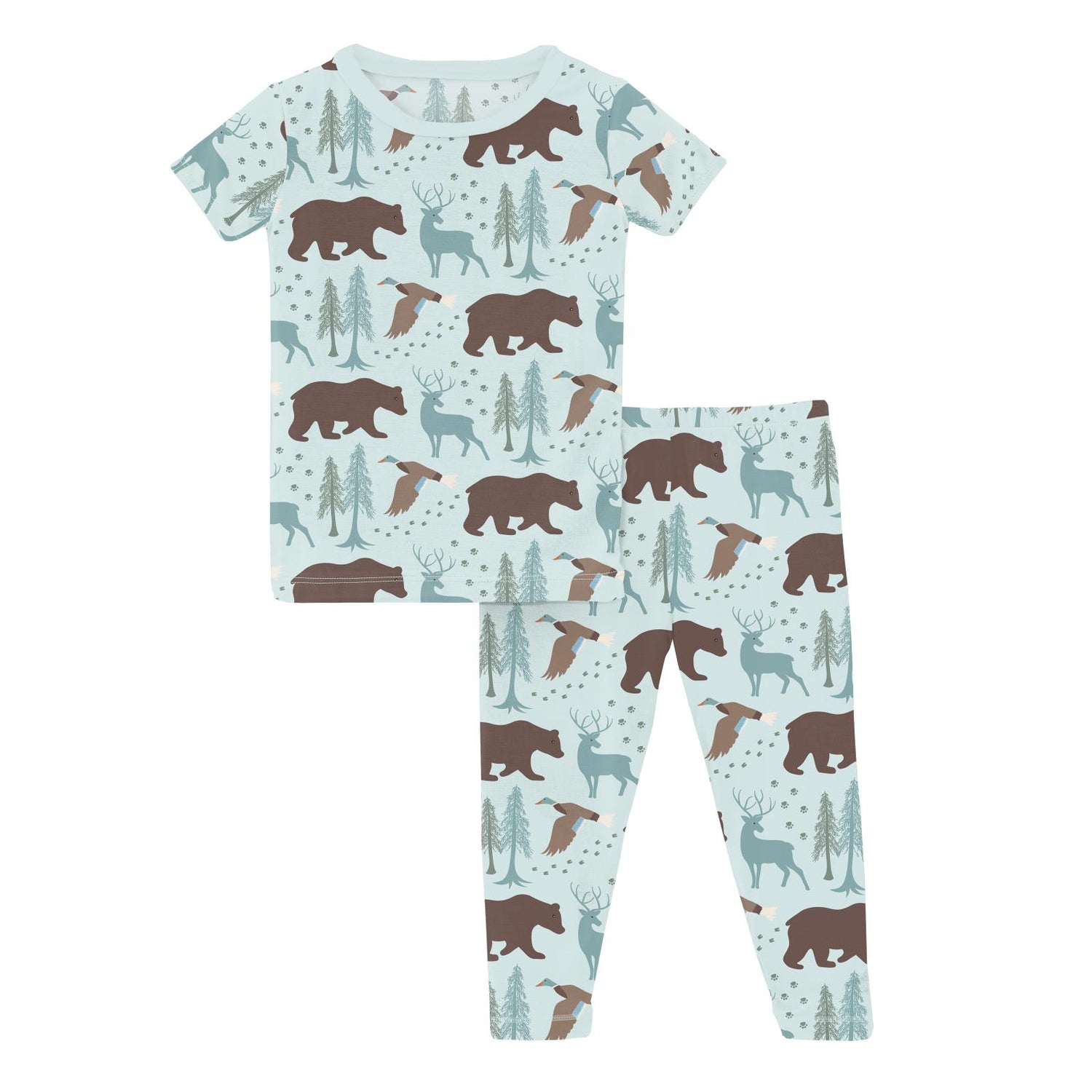 Print Short Sleeve Pajama Set in Fresh Air Forest Adventure (321337)
