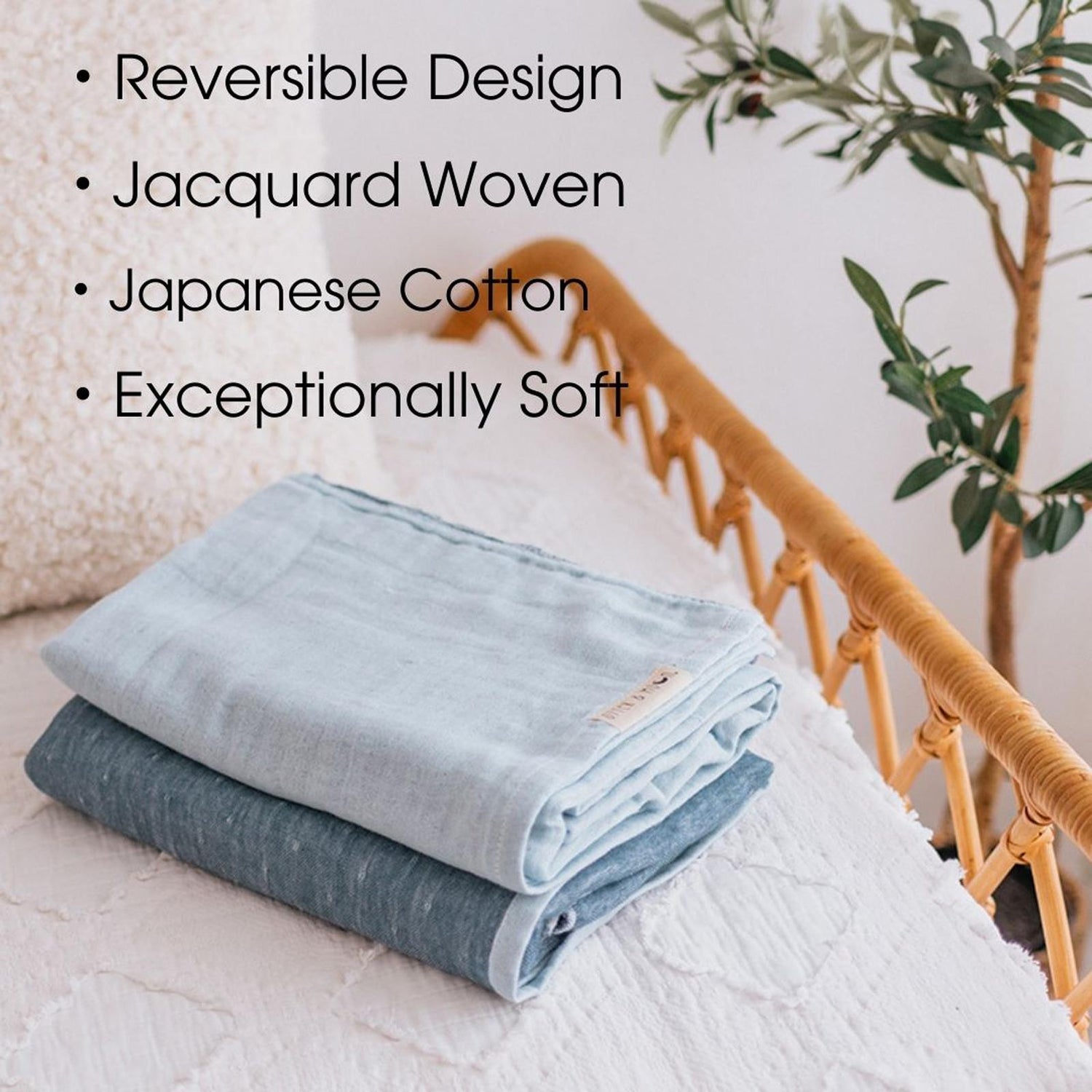 Soft Spun Cotton Muslin Swaddle 47 x 47 in Baby Blue/Ocean (360435)