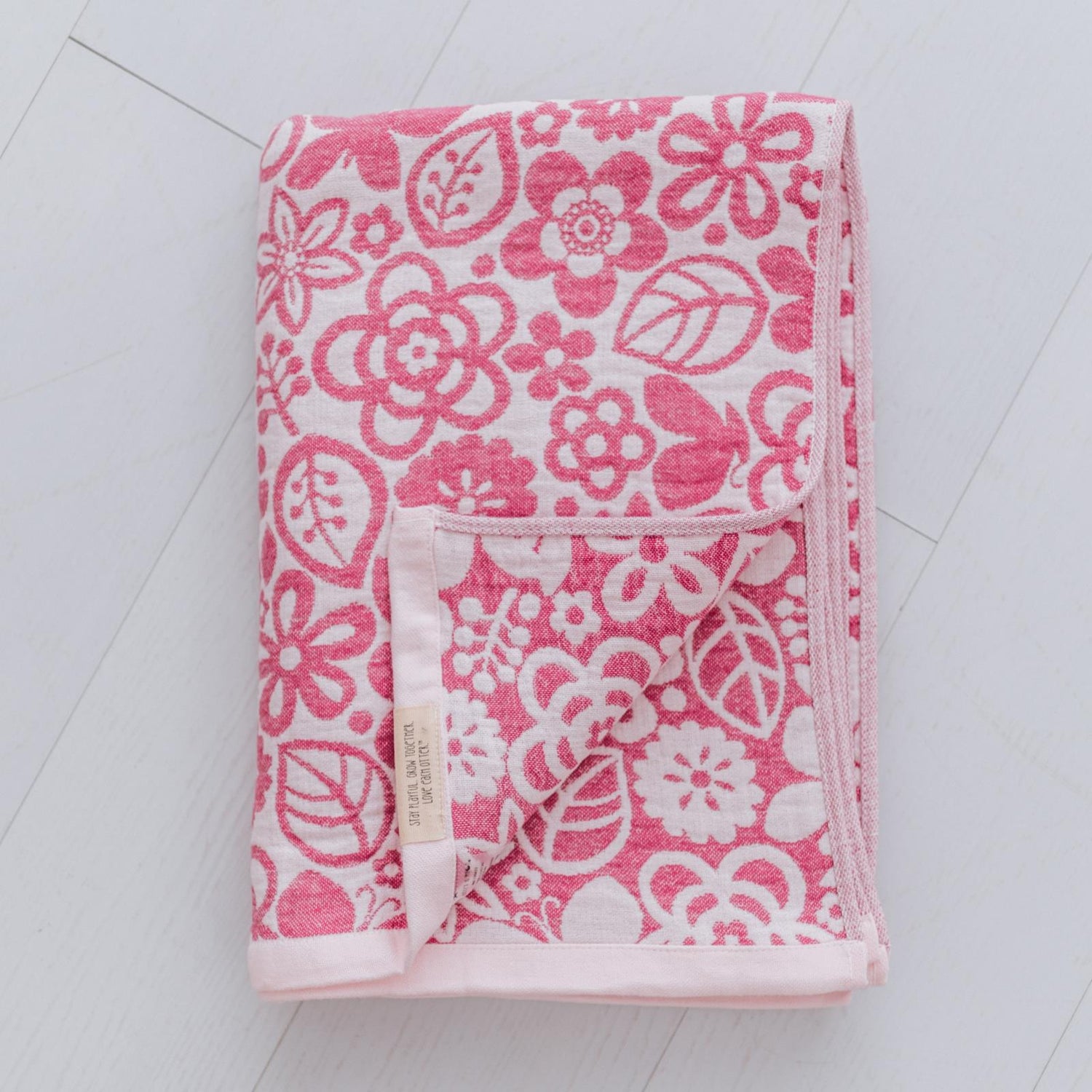 Soft Spun Cotton Jacquard Muslin Blanket 40 x 60 in Fuchsia/Ballet Slipper Butterflies & Blooms (360482)