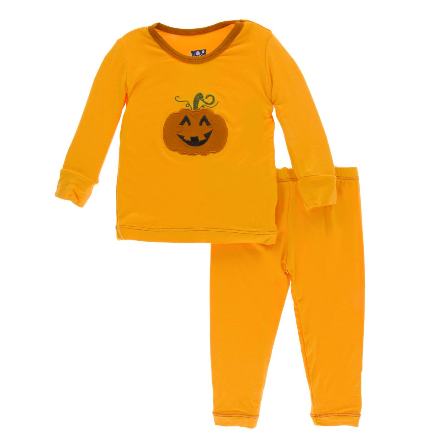 Holiday Long Sleeve Applique Pajama Set in Tamarin Pumpkin