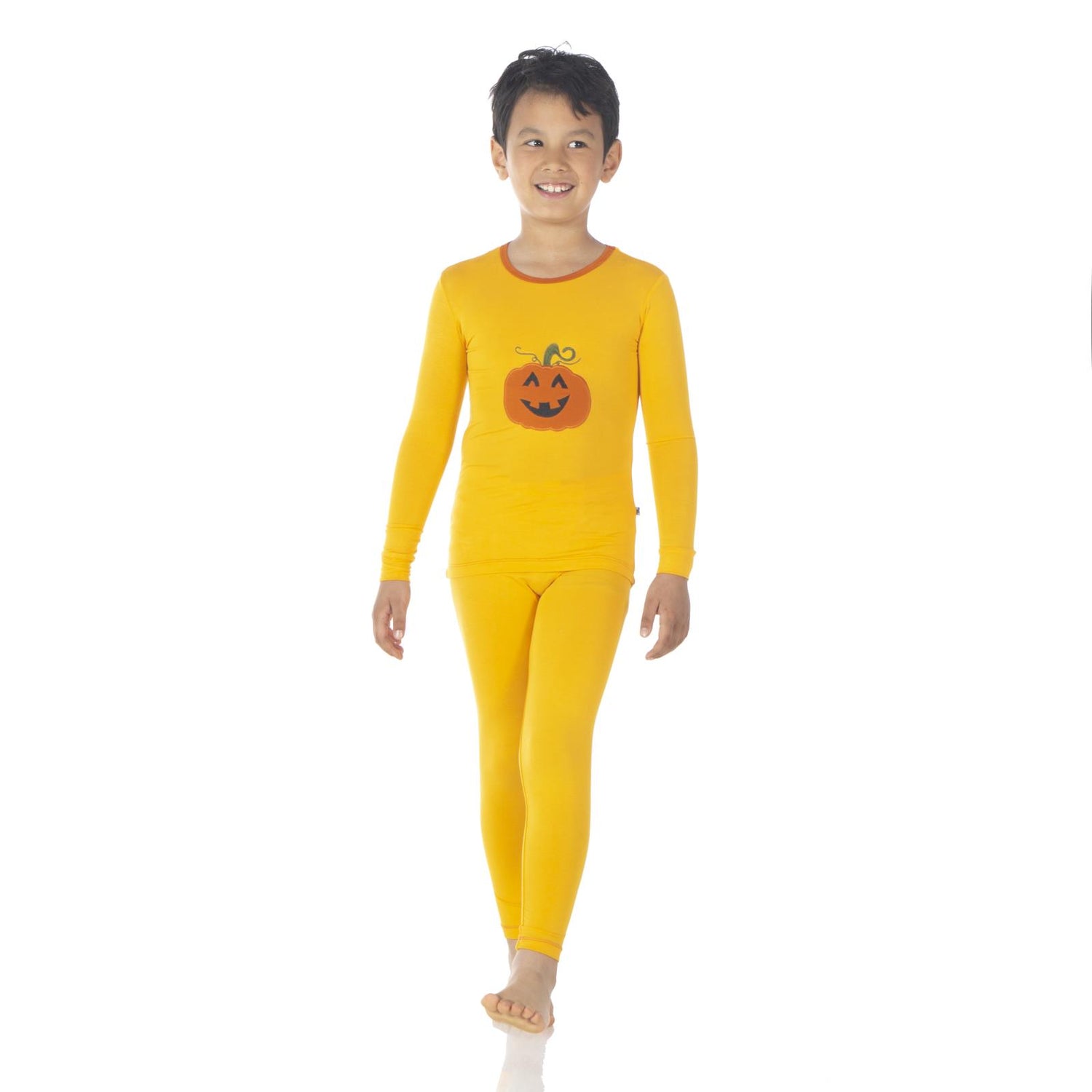 Holiday Long Sleeve Applique Pajama Set in Tamarin Pumpkin