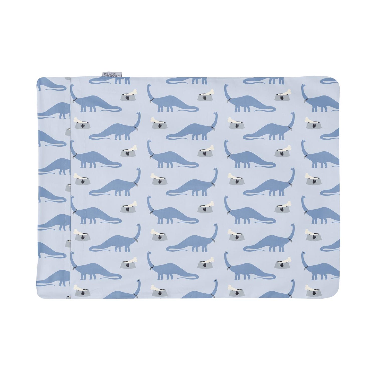 Print Foldover Pillowcase in Dew Pet Dino