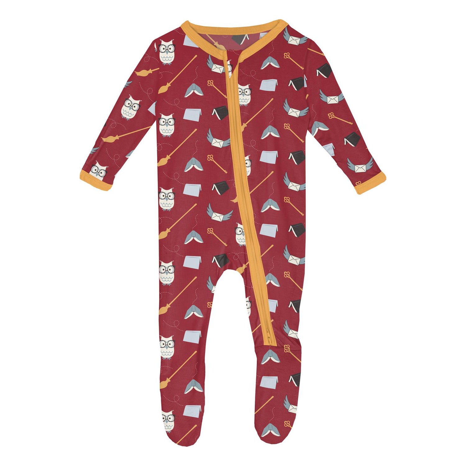 Print Footie with 2 Way Zipper in Crimson Magical World