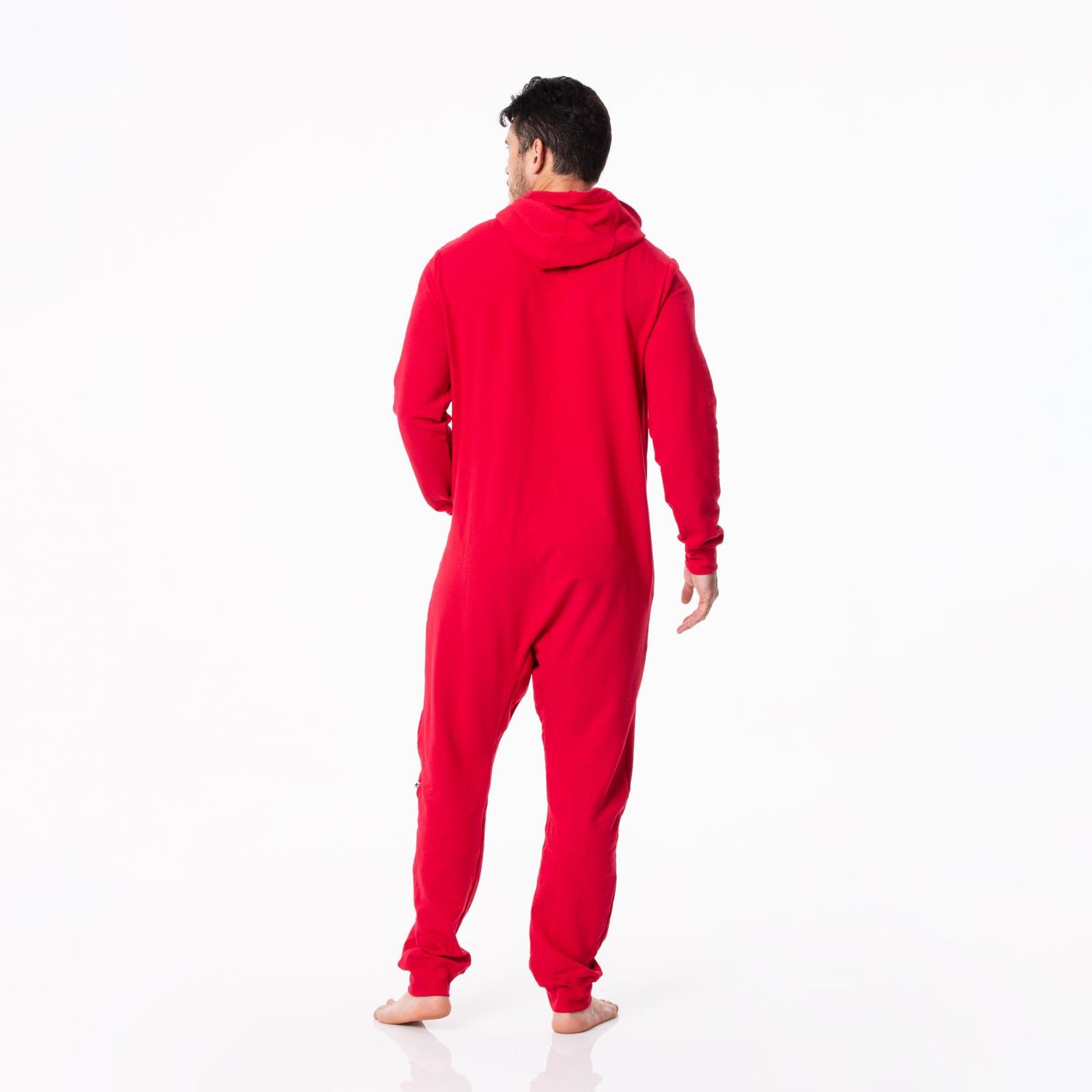 Adult Fleece Jumpsuit with Hood in Crimson