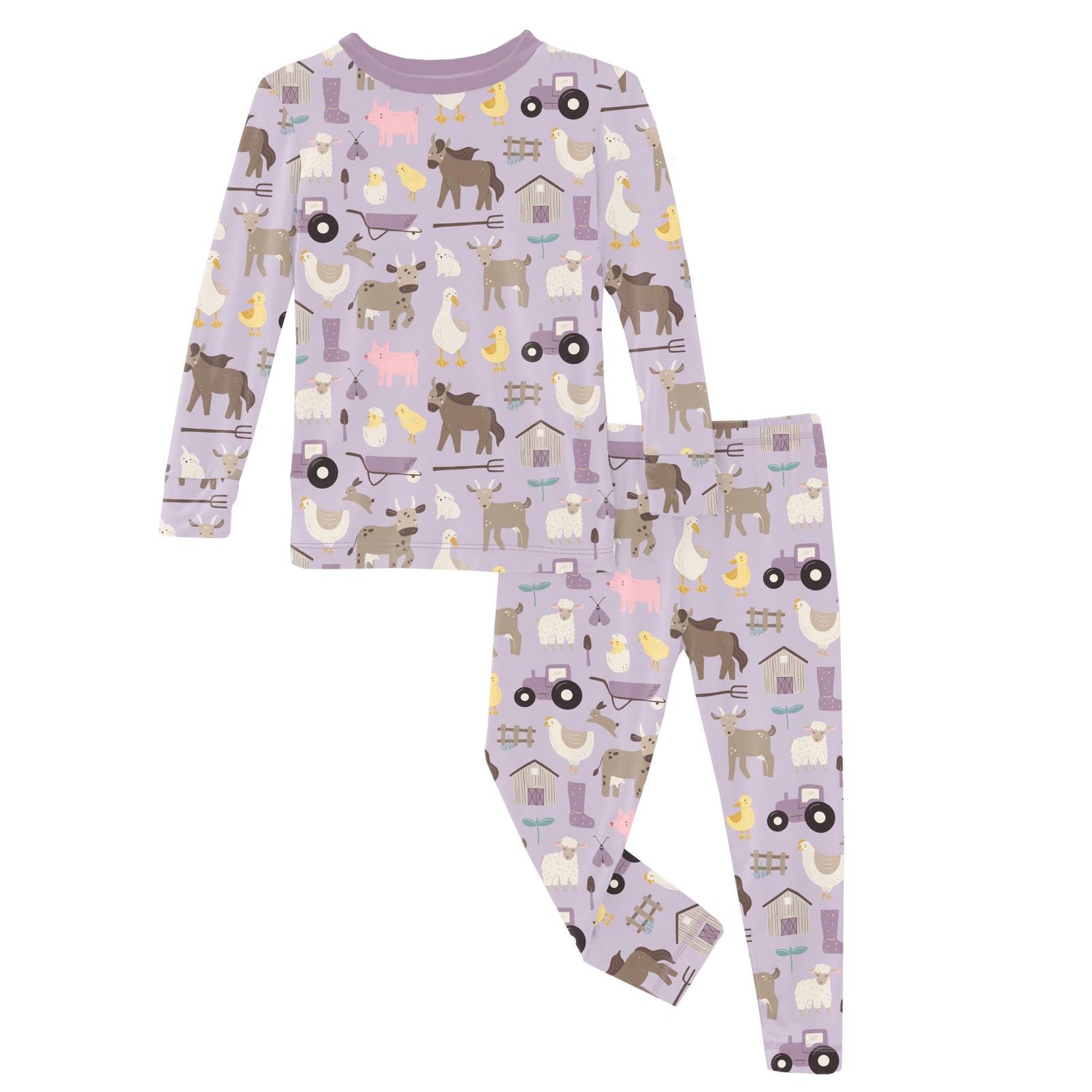 Print Long Sleeve Pajama Set in Thistle Morning on the Farm (317834)