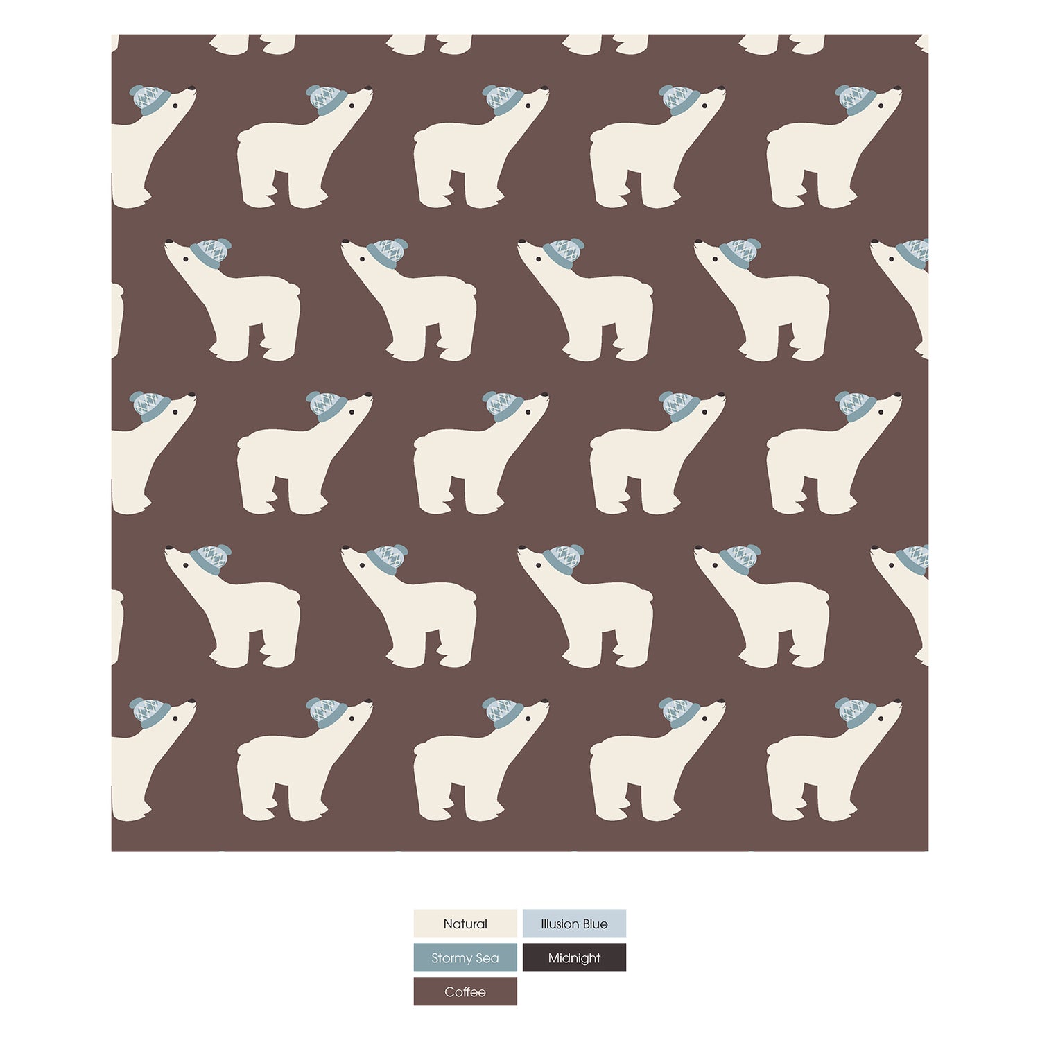 Print Footie with Snaps in Coffee Polar Bears